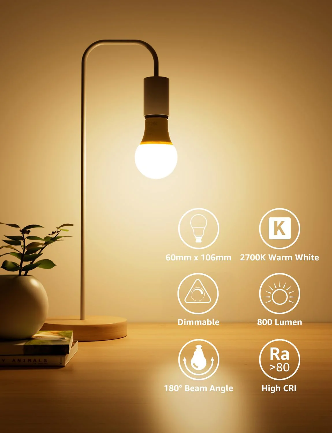 Lepro Dimmable Bayonet Light Bulb, 60W Equivalent, Warm White 2700K, 8.5W 806lm Light Bulbs Bayonet, BC A60 GLS Energy Saving B22 LED Bulb, Pack of 6 - Image 3