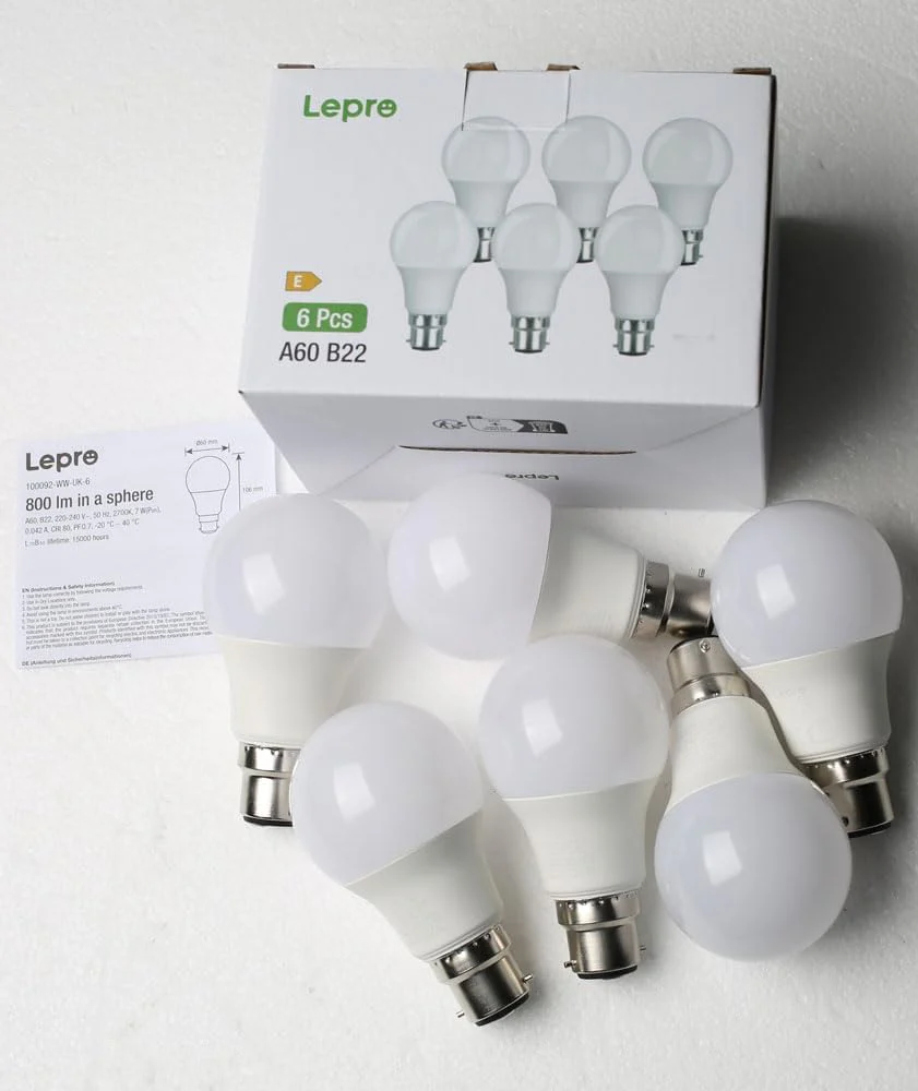 Lepro Dimmable Bayonet Light Bulb, 60W Equivalent, Warm White 2700K, 8.5W 806lm Light Bulbs Bayonet, BC A60 GLS Energy Saving B22 LED Bulb, Pack of 6 - Image 9