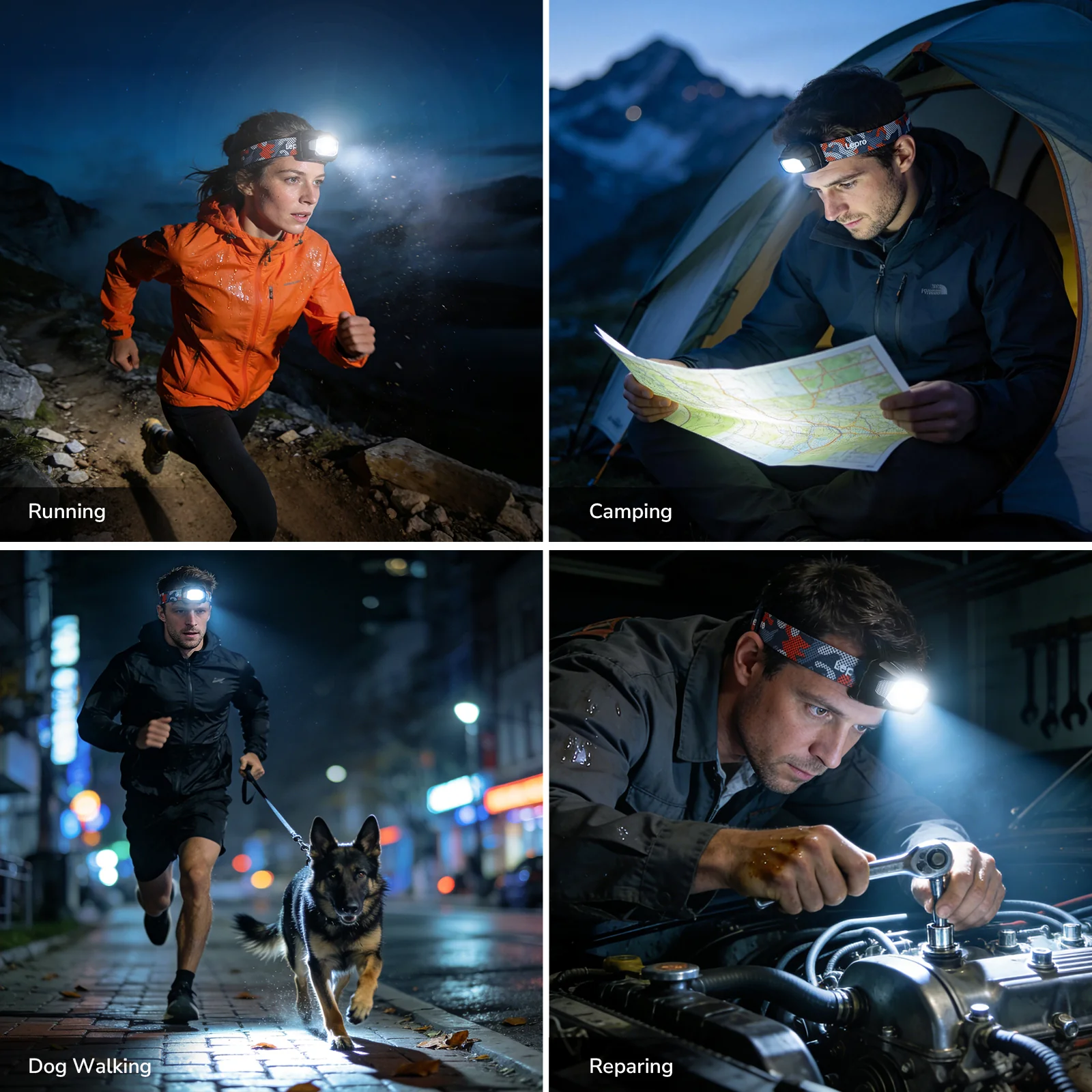 Lepro Dual Power Head Torch Rechargeable, LED Headlight with TypeC & AAA Backup, 10 Modes with Red SOS Light, Lightweight for Kids Adults, IPX4 Waterproof Head Lamp for Camping, Running, Cycling - Image 10