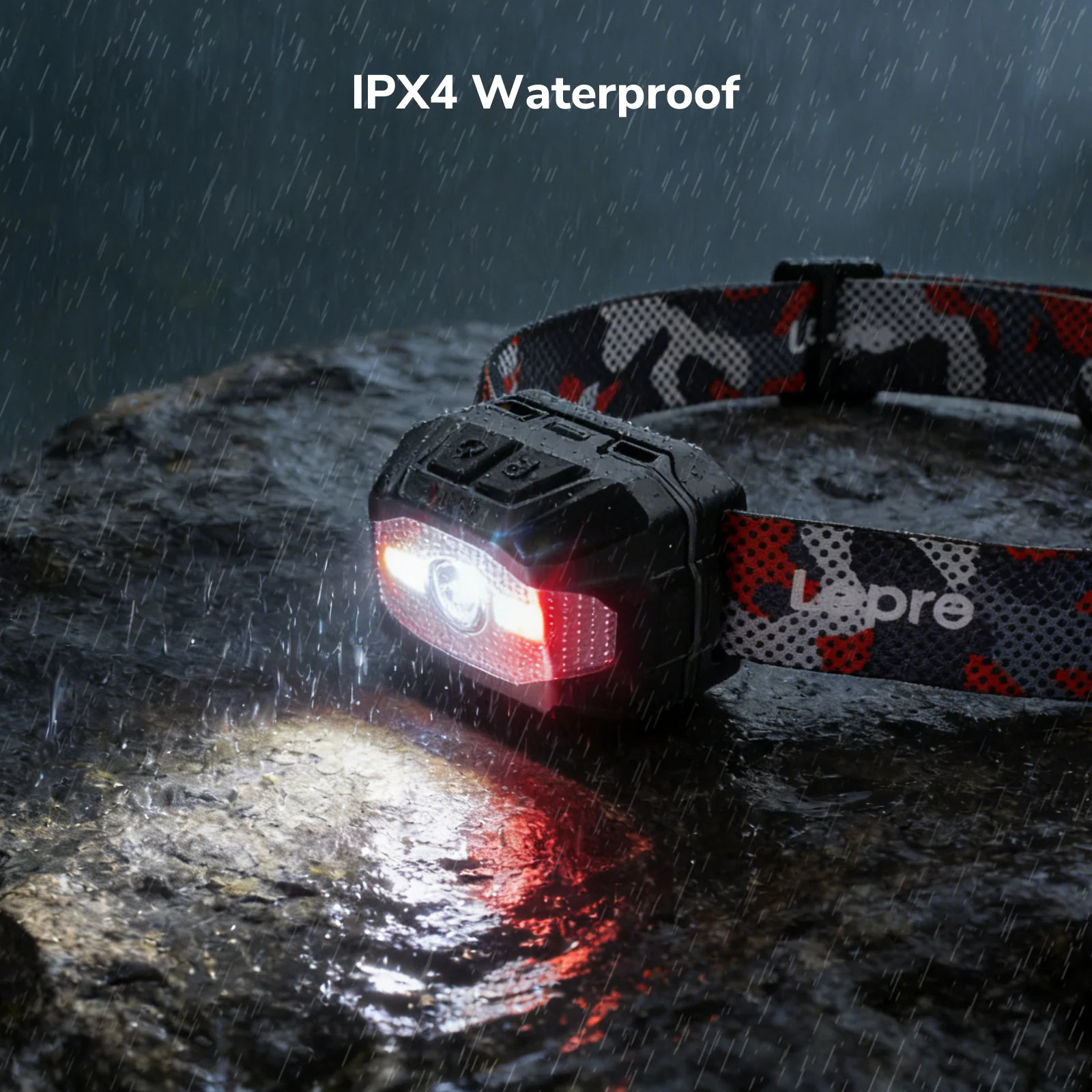 Lepro Dual Power Head Torch Rechargeable, LED Headlight with TypeC & AAA Backup, 10 Modes with Red SOS Light, Lightweight for Kids Adults, IPX4 Waterproof Head Lamp for Camping, Running, Cycling - Image 8