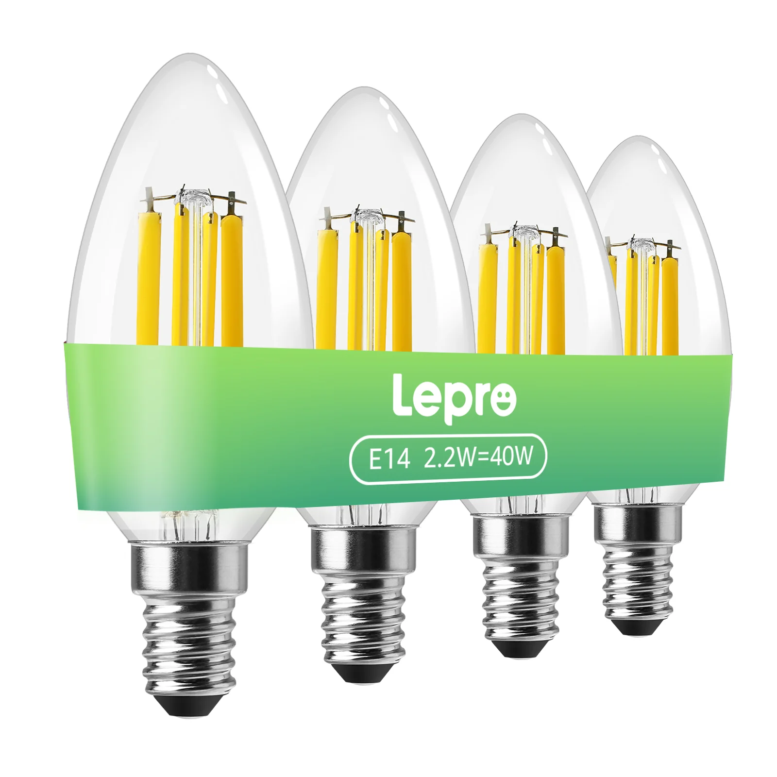 Lepro E14 LED Light Bulb A-Rated, Warm White 2700K, Ultra-efficient E14 Candle Bulb C35, 2.2W = 40W, 470lm, 50000H Lifespan, Small Edison Screw SES, Clear Filament, Glass, Non-dimmable [Energy Class A] - Image 2