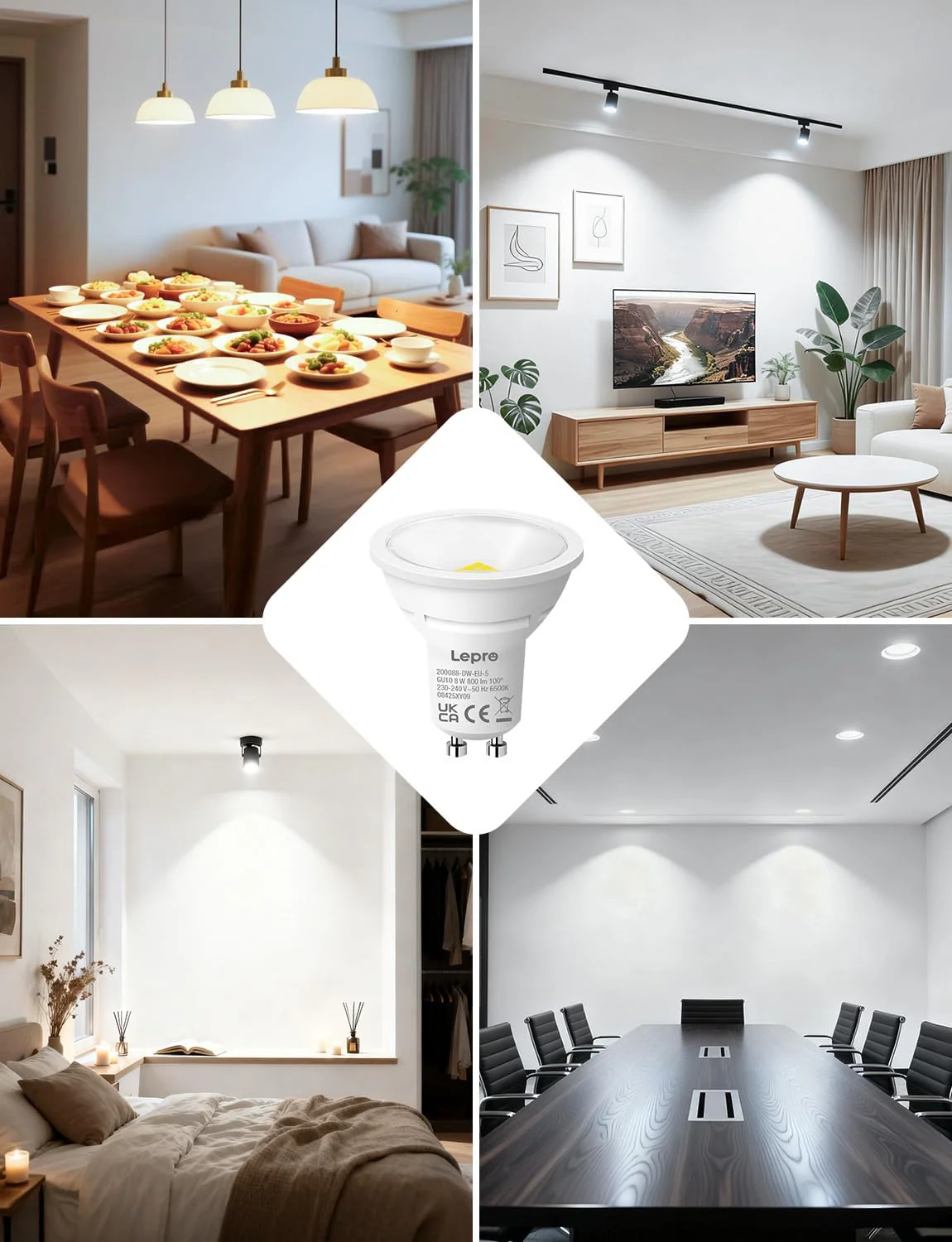 Lepro GU10 LED Bulbs, Cool White 6500K, 800LM, 8W (65W Equivalent), 100¡« Wide Beam Angle, Energy Saving LED Spotlight Bulbs, Non-Dimmable, Pack of 10 - Image 9