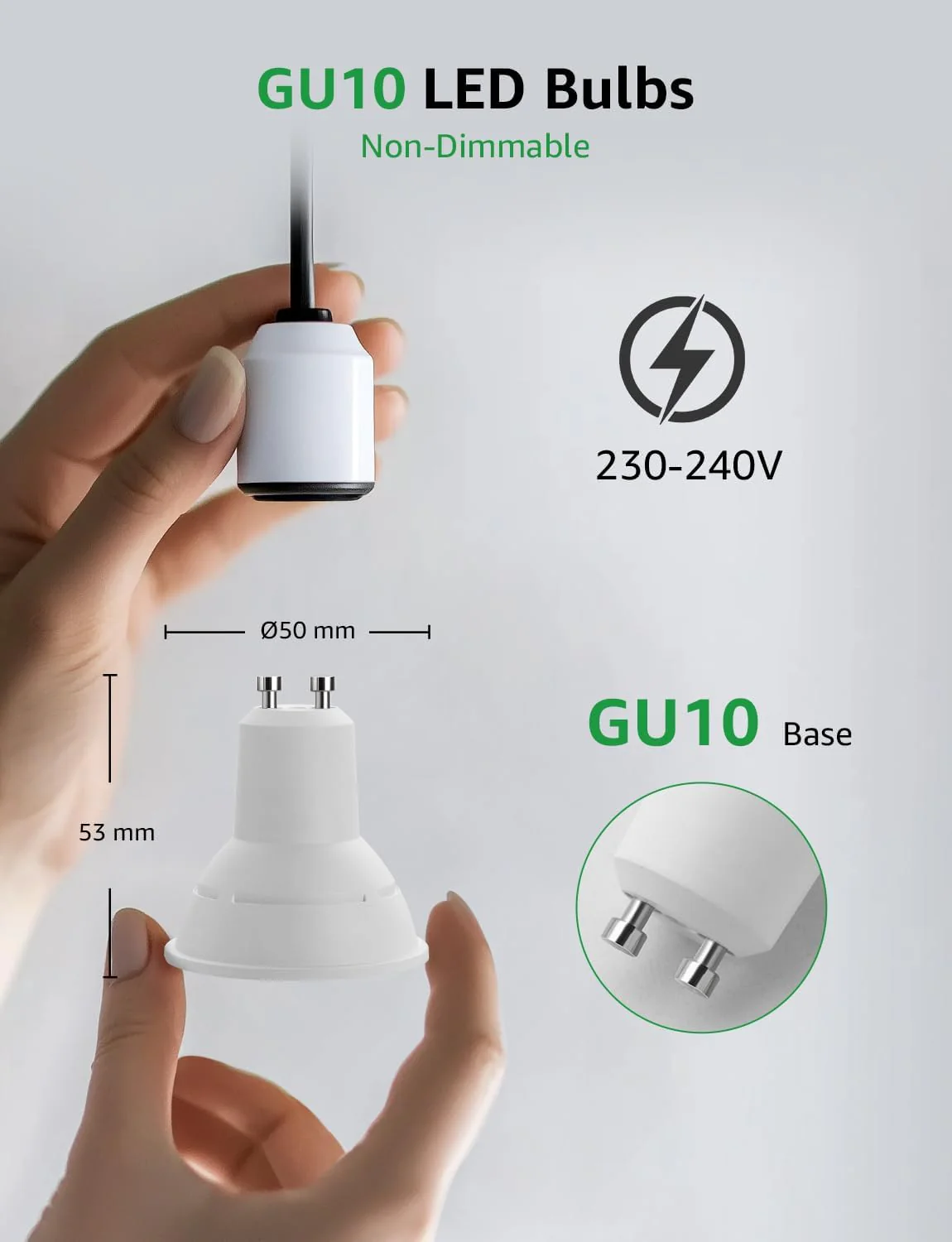 Lepro GU10 LED Bulbs, Cool White 6500K, A Energy Class, 590LM, 3.3W (50W Equivalent), 100¡« Wide Beam Angle, 50000H Long Life, Energy Saving LED Spotlight Bulb, Non-Dimmable, Pack of 10 - Image 6
