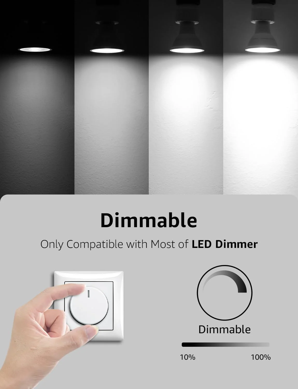 Lepro GU10 LED Bulbs Dimmable, Cool White 6500K, 4.5W 345lm, 50W Halogen Spotlight Bulb Equivalent, 38° Narrow Beam, Daylight White, Energy Saving GU10 LED Light Bulbs, Pack of 10 - Image 3