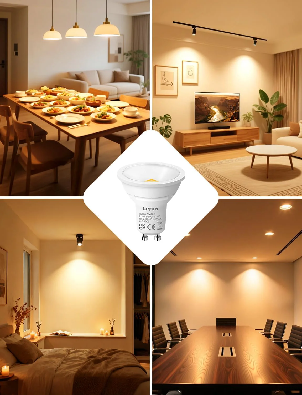 Lepro GU10 LED Bulbs, Warm White 2700K, 800LM, 8W (65W Equivalent), 100¡« Wide Beam Angle, Energy Saving LED Spotlight Bulbs, Non-Dimmable, Pack of 10 - Image 9