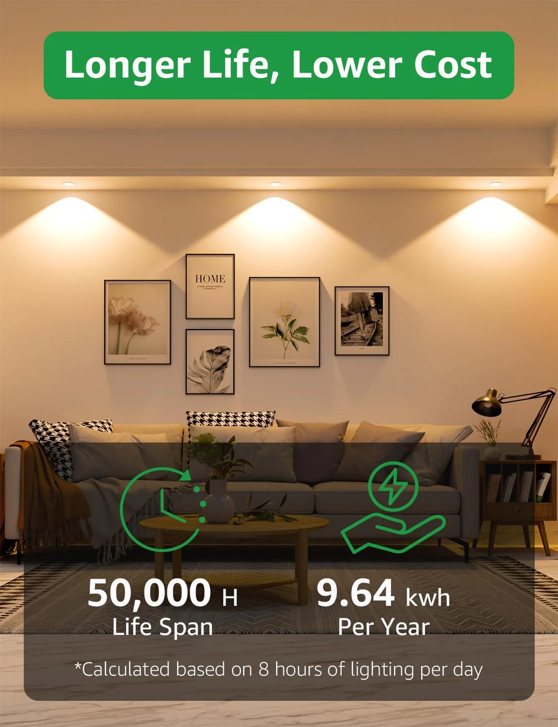 Lepro GU10 LED Bulbs, Warm White 2700K, A Energy Class, 590LM, 3.3W (50W Equivalent), 100¡« Wide Beam Angle, 50000H Long Life, Energy Saving LED Spotlight Bulb, Non-Dimmable, Pack of 5 - Image 5