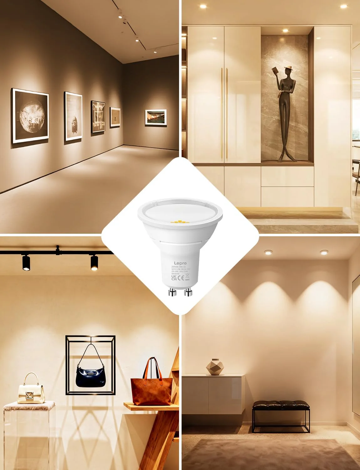 Lepro GU10 LED Bulbs, Warm White 2700K, A Energy Class, 590LM, 3.3W (50W Equivalent), 100¡« Wide Beam Angle, 50000H Long Life, Energy Saving LED Spotlight Bulb, Non-Dimmable, Pack of 5 - Image 8