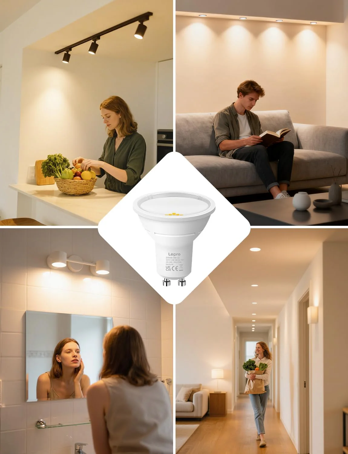 Lepro GU10 LED Bulbs, Warm White 2700K, A Energy Class, 590LM, 3.3W (50W Equivalent), 100¡« Wide Beam Angle, 50000H Long Life, Energy Saving LED Spotlight Bulb, Non-Dimmable, Pack of 5 - Image 9