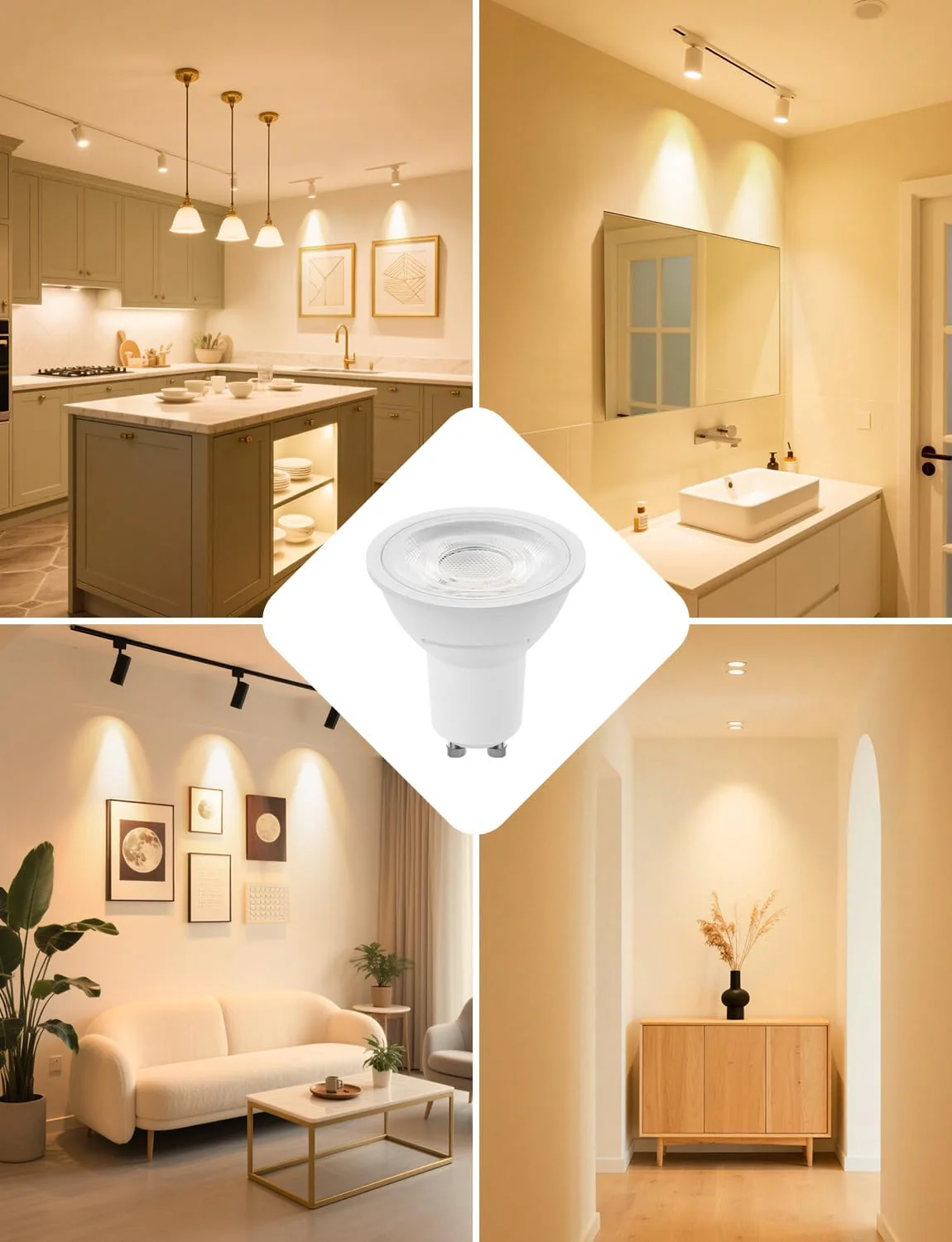 Lepro GU10 LED Spotlight Bulb, 630LM, 6W (80W Equivalent), Warm White 2700K, 38¡« Beam Angle, Energy Saving Light Bulbs, Non-Dimmable, 4 Packs - Image 4