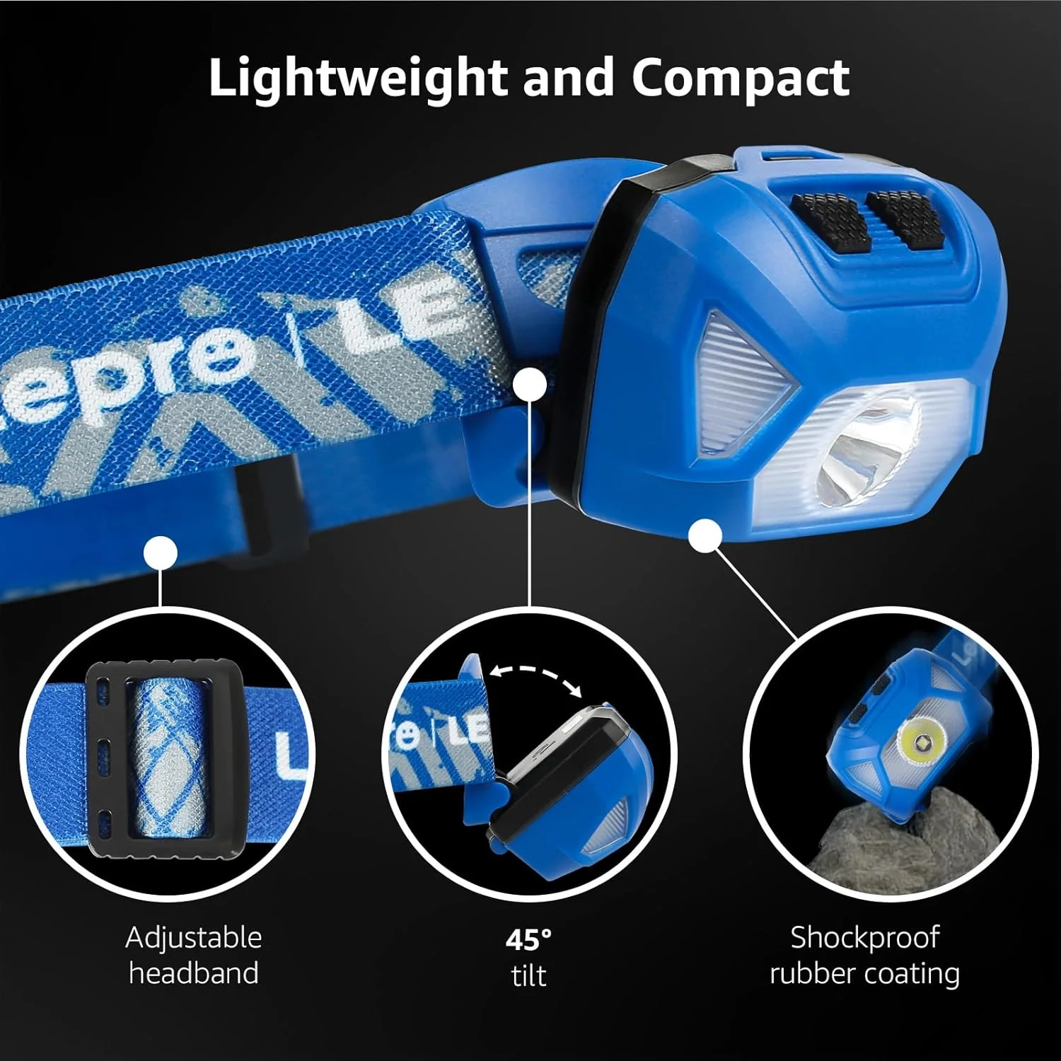 Lepro Head Torch, [2 Pack] Super Bright LED Headlamp with 6 Lighting Modes, Waterproof, Battery Powered LED Lightweight Headlight for Cycling Running Camping for Kids Adults [Not Included Battery] - Image 5