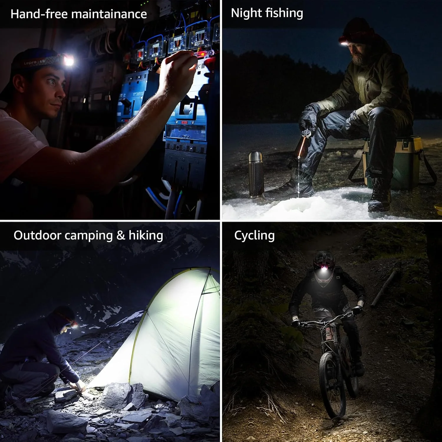 Lepro Head Torch, [2 Pack] Super Bright LED Headlamp with 6 Lighting Modes, Waterproof, Battery Powered LED Lightweight Headlight for Cycling Running Camping for Kids Adults [Not Included Battery] - Image 8