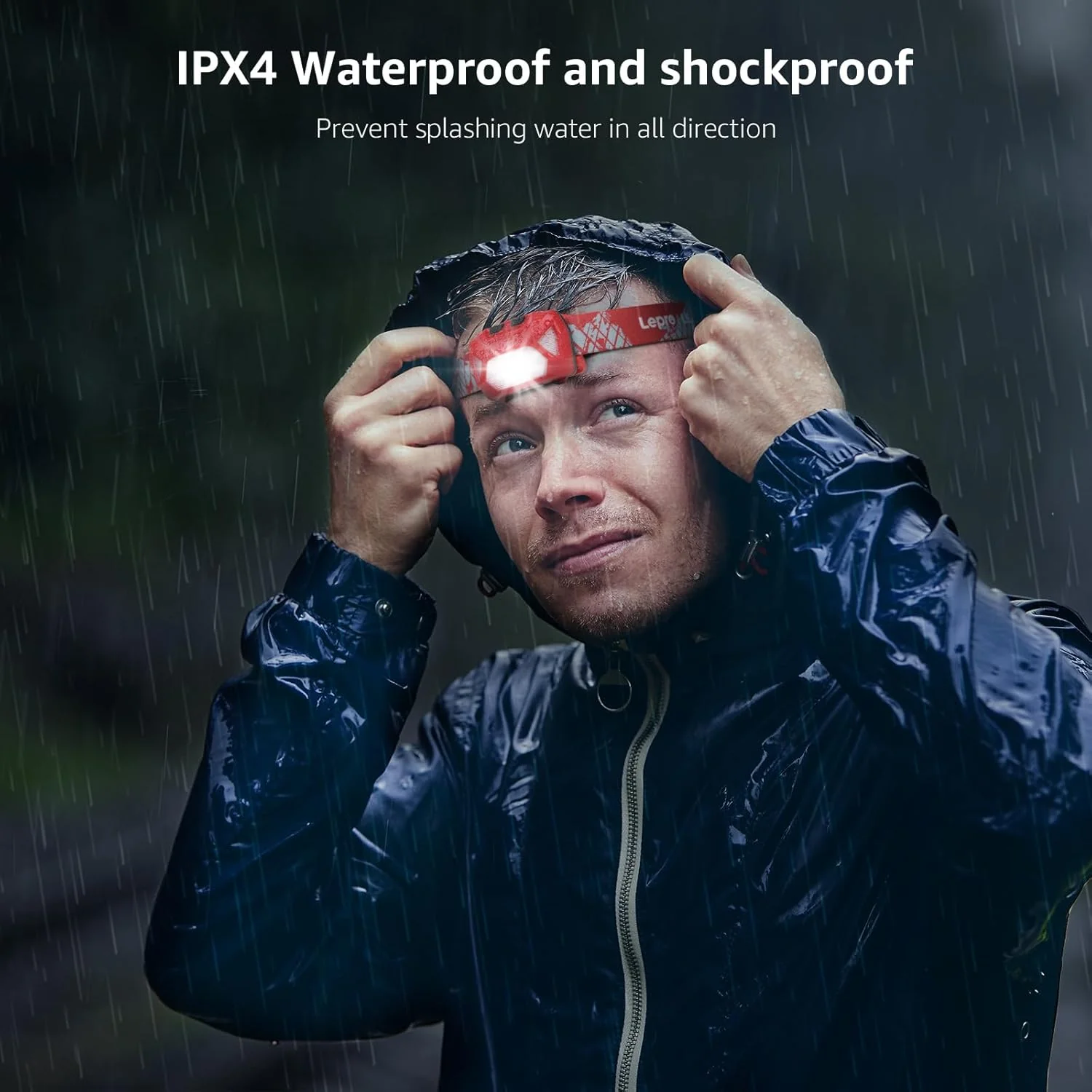 Lepro Head Torch Rechargeable, [2 Pack] 2000L Waterproof LED Headlamp with Red Warning Lights, 6 Lighting Modes, Long Runtime, Lightweight Headlight for Kids & Adults for Running Fishing Camping - Image 6