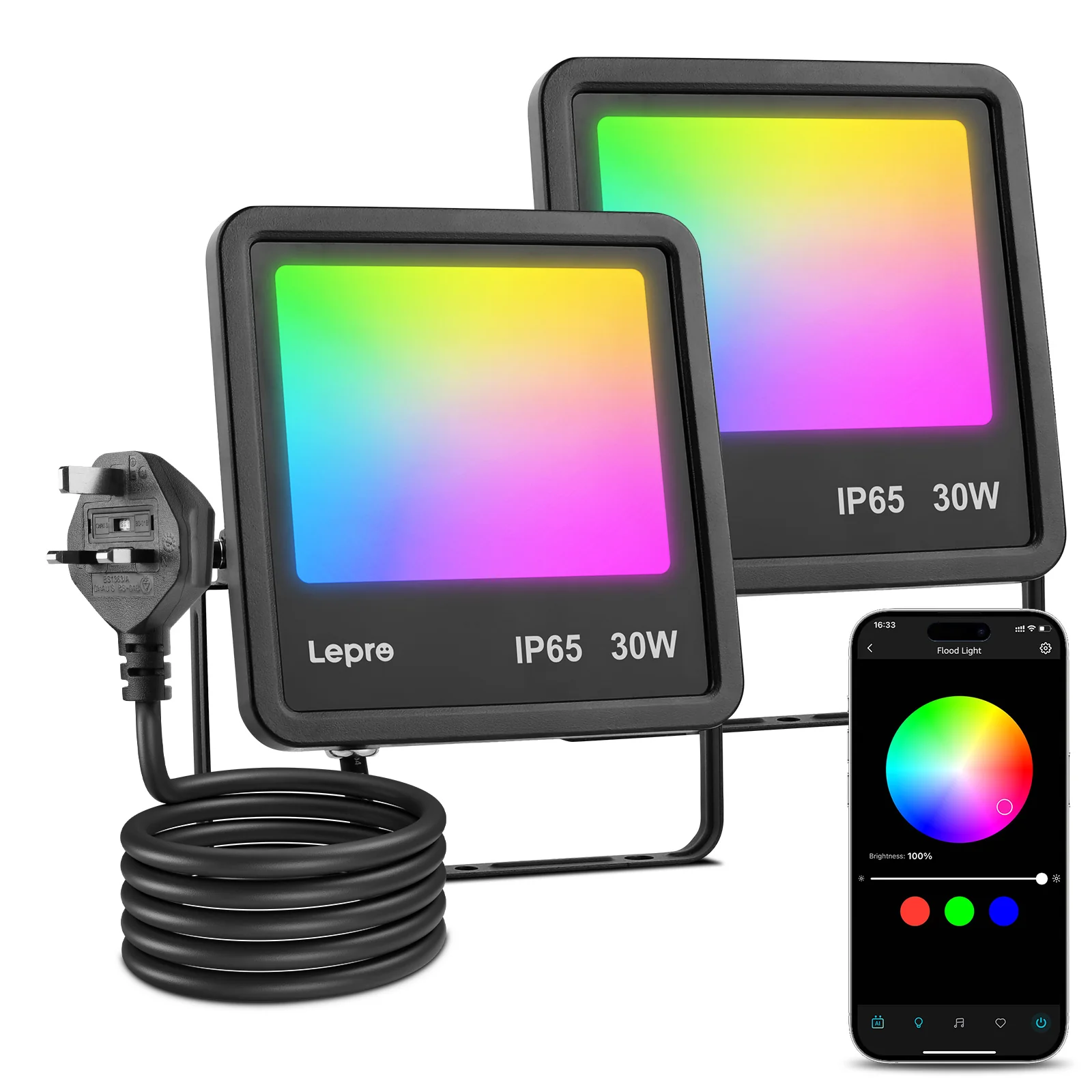 Lepro Led Flood Light Outdoor 30w, Colour Changing Floodlight App Control, 16M Colors DIY, LightGPM AI Mode, Music Sync, Voice Control with Alexa&Google, Timer, IP65 Waterproof for Outdoor Decoration - Image 12