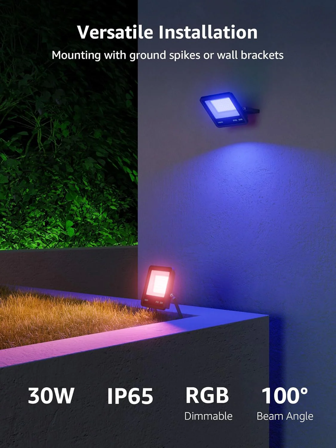 Lepro Led Flood Light Outdoor 30w, Colour Changing Floodlight App Control, 16M Colors DIY, LightGPM AI Mode, Music Sync, Voice Control with Alexa&Google, Timer, IP65 Waterproof for Outdoor Decoration - Image 9