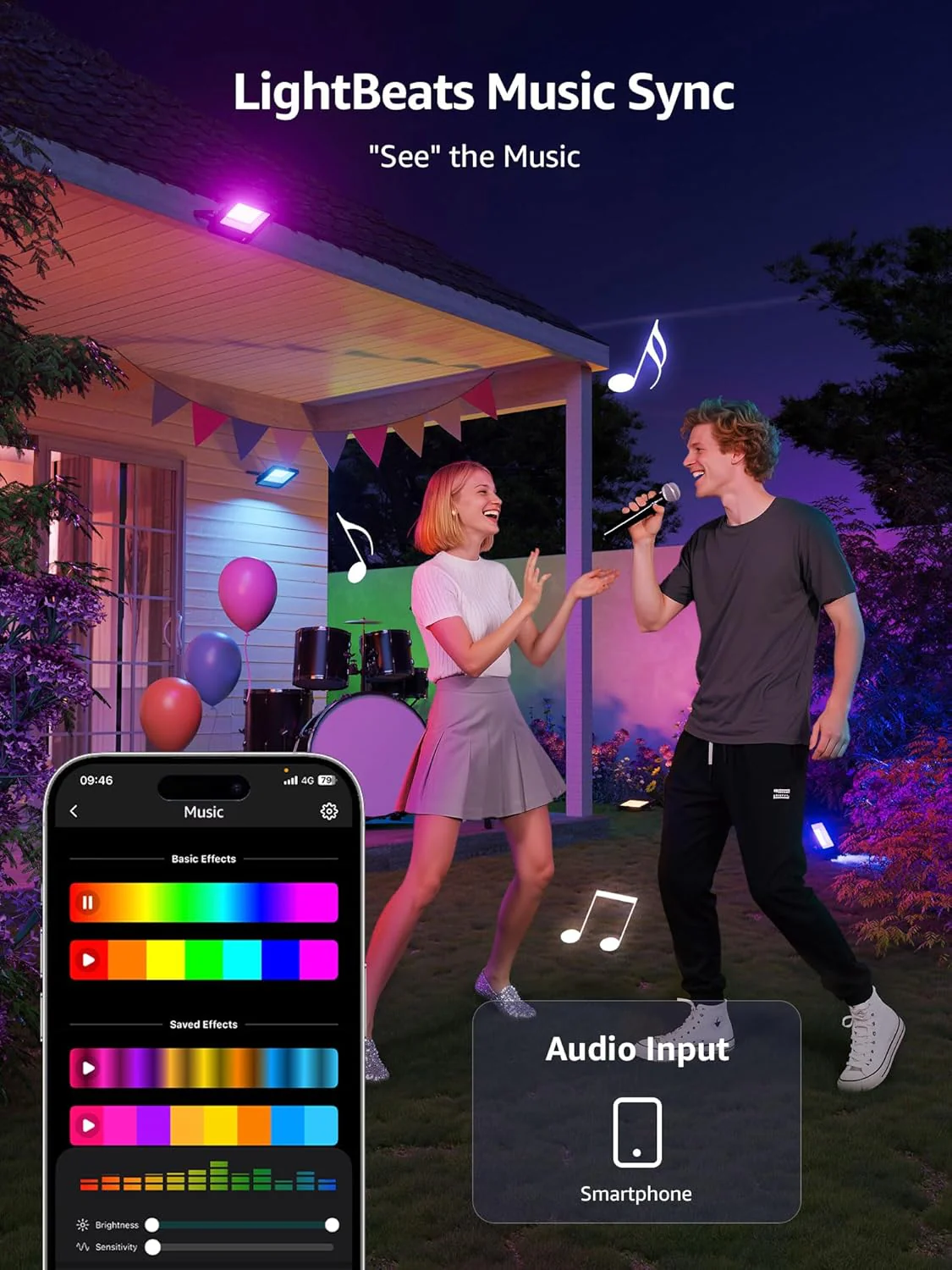 Lepro Led Flood Light Outdoor 50w, Colour Changing Floodlight App Control, 16M Colors DIY, LightGPM AI Mode, Music Sync, Voice Control with Alexa&Google, Timer, IP65 Waterproof for Outdoor Decoration - Image 6