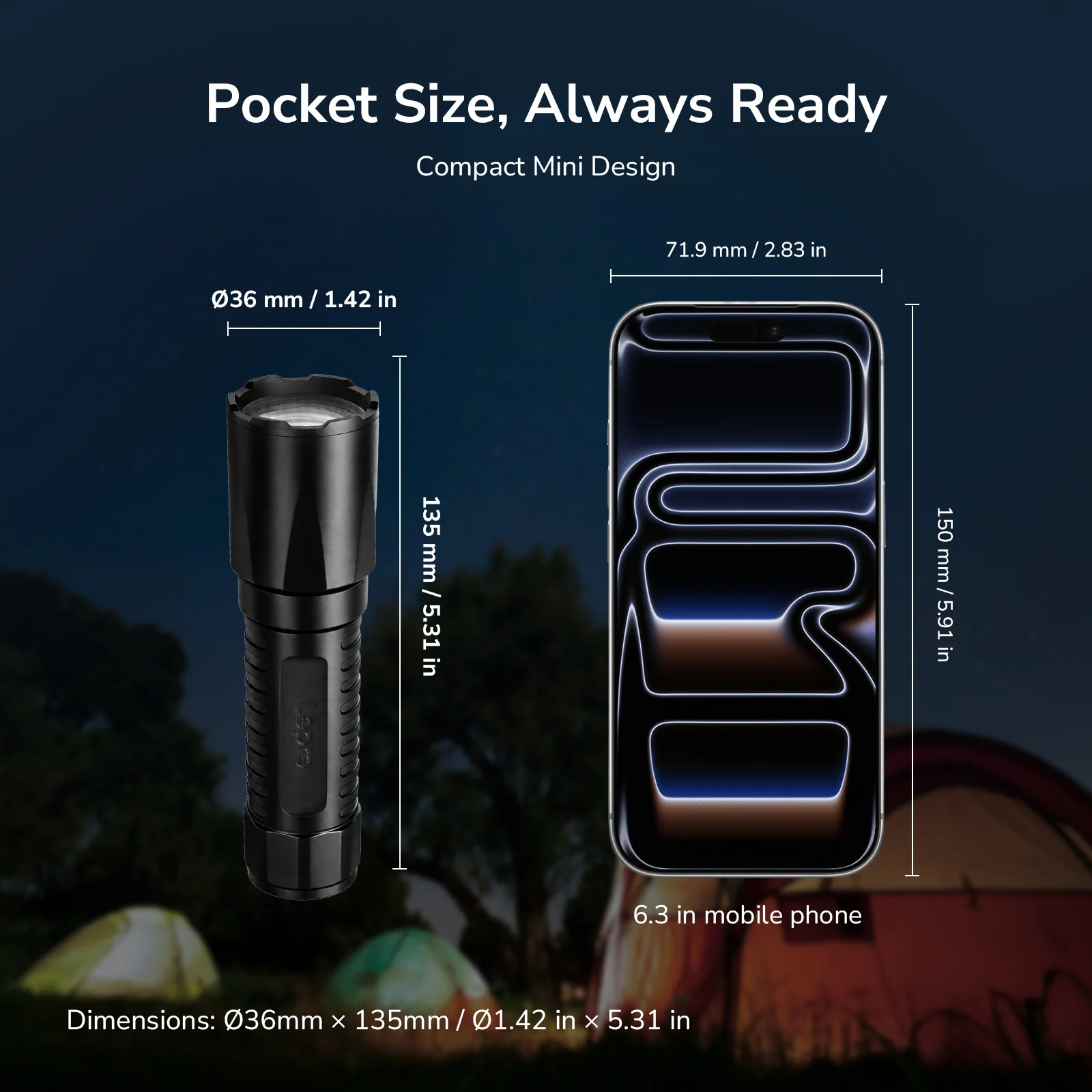 Lepro LED Torch Rechargeable, Super Bright Flashlight with 5 Modes & Memory Function, IPX4 Water Resistant, Long-Lasting, Plastic Lightweight Small Torch for Camping, Hiking, Power Cuts, Dog Walking [Energy Class A+] - Image 5