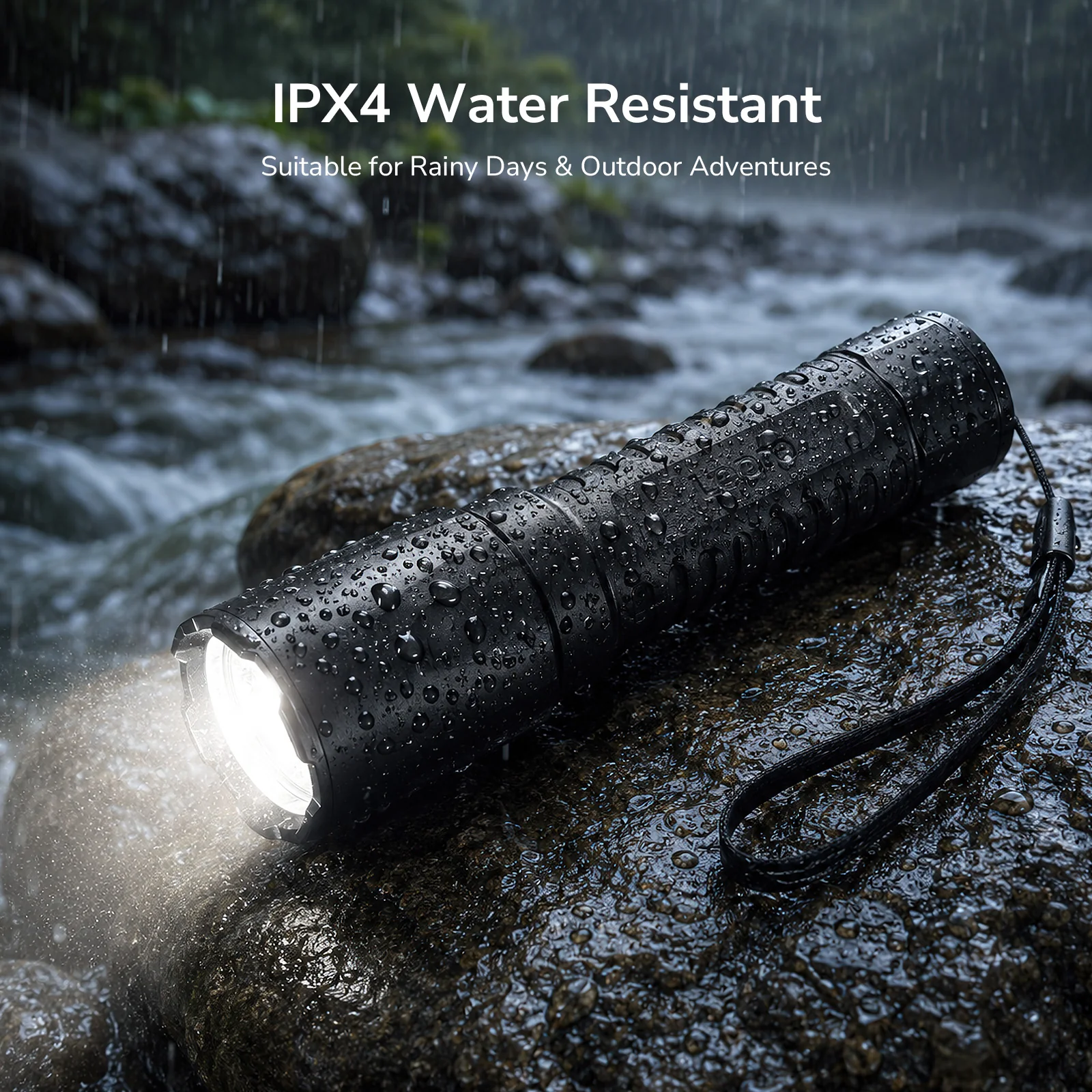 Lepro LED Torch Rechargeable, Super Bright Flashlight with 5 Modes & Memory Function, IPX4 Water Resistant, Long-Lasting, Plastic Lightweight Small Torch for Camping, Hiking, Power Cuts, Dog Walking [Energy Class A+] - Image 6