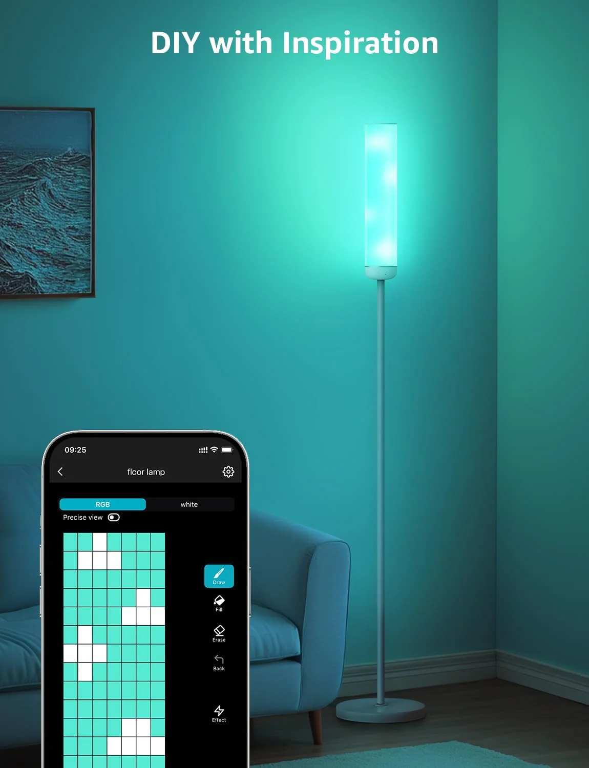 Lepro O1 AI Floor Lamp, Smart Standing Lamp with Music Sync, 2300 Lumen Corner Floor lamp for Living Room, Bedroom, RGB+CCT, AI Lighting Design Assistant, Works with Alexa, 2.4GHz WiFi, No Remote - Image 6