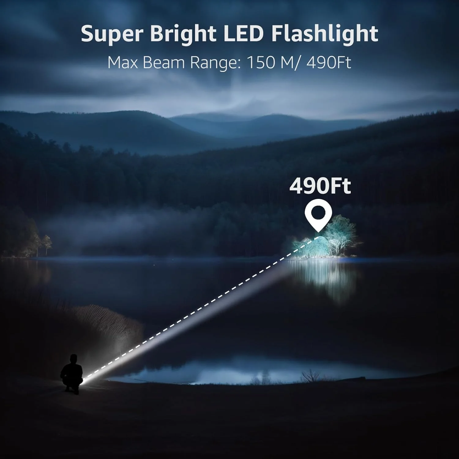 Lepro Rechargeable Torch, 2 Pack Super Bright LED Flashlight, 150m Beam, Long Battery Life, IPX4 Waterproof, 5 Modes, Adjustable Focus, Pocket Sized for Camping, Hiking, Power Cuts, Dog Walking - Image 2