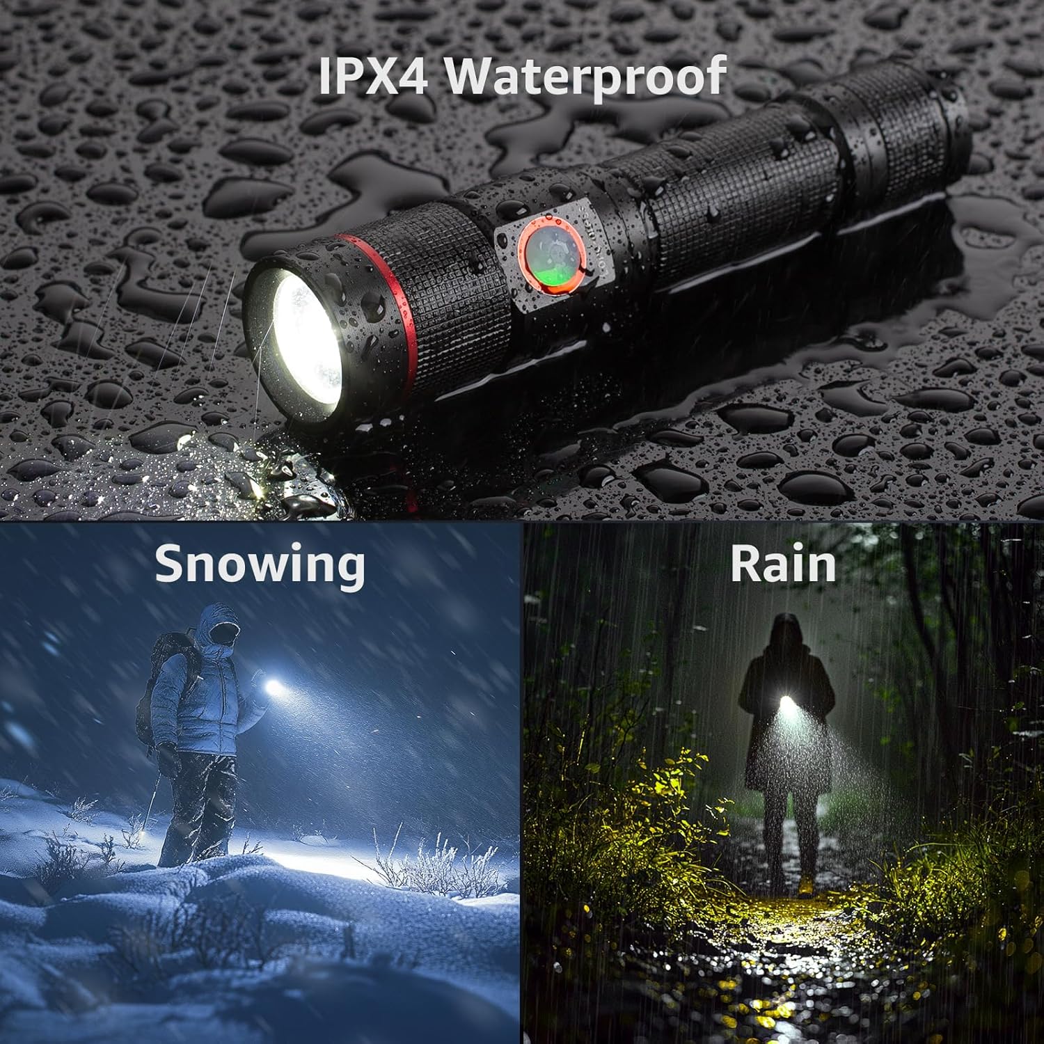 Lepro Rechargeable Torch, 2 Pack Super Bright LED Flashlight, 150m Beam, Long Battery Life, IPX4 Waterproof, 5 Modes, Adjustable Focus, Pocket Sized for Camping, Hiking, Power Cuts, Dog Walking - Image 6
