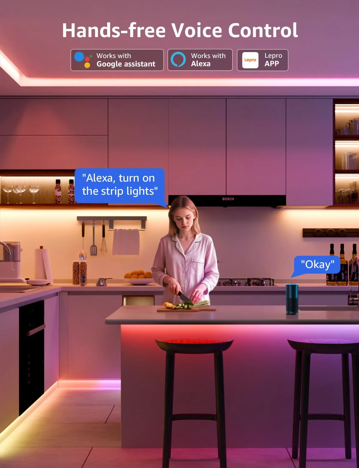 Lepro S2 AI Smart LED Strip Light 10M RGBW+IC, Works with Alexa, Google Assistant, Music Sync, 2400LM White Light, Personalized AI Lighting Designer, Zonal Colour Control LED Lights, App Voice Control - Image 3