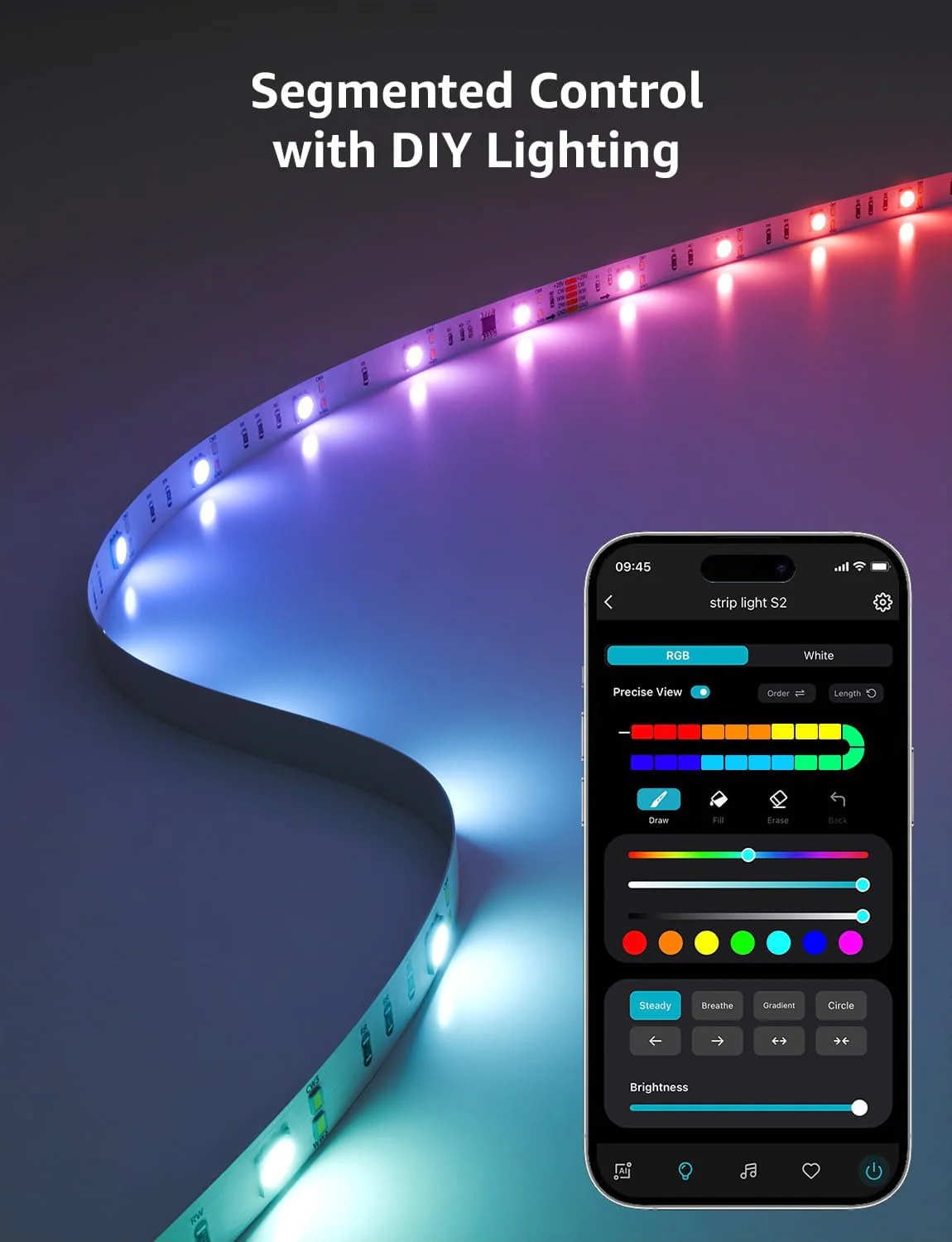 Lepro S2 AI Smart LED Strip Light 5M RGBW+IC, Works with Alexa, Google Assistant, Music Sync, 1200LM White Light, Personalized AI Lighting Designer, Zonal Colour Control LED Lights, App Voice Control - Image 5