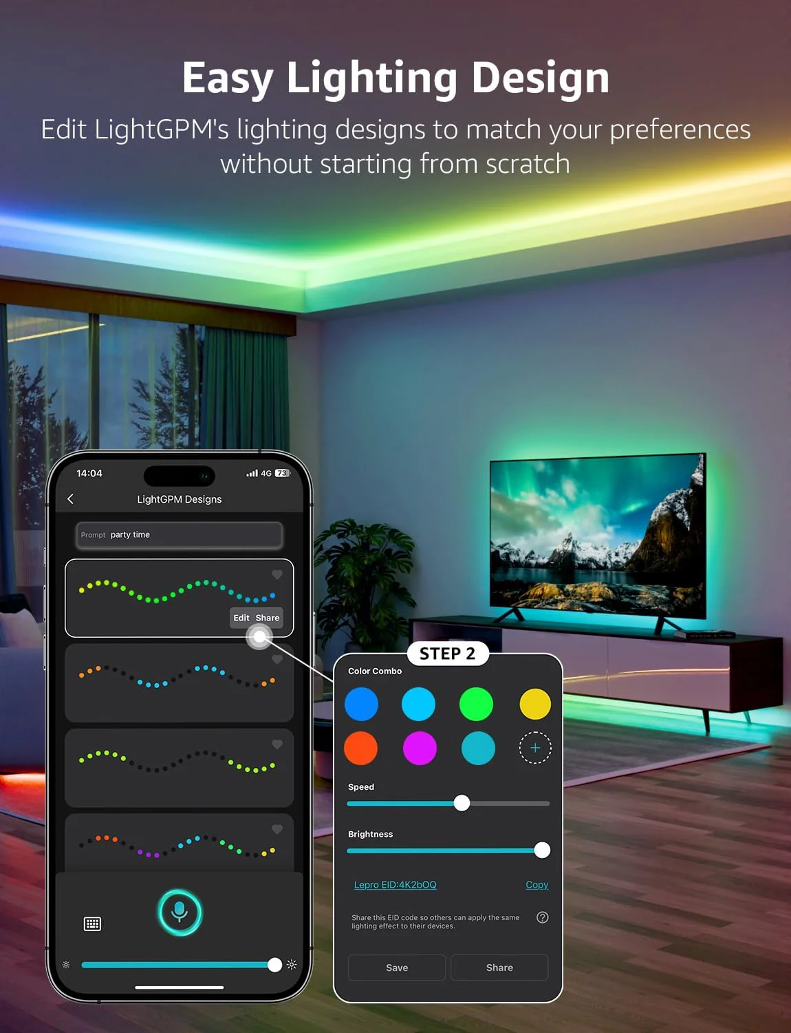Lepro S2 AI Smart LED Strip Light 5M RGBW+IC, Works with Alexa, Google Assistant, Music Sync, 1200LM White Light, Personalized AI Lighting Designer, Zonal Colour Control LED Lights, App Voice Control - Image 8