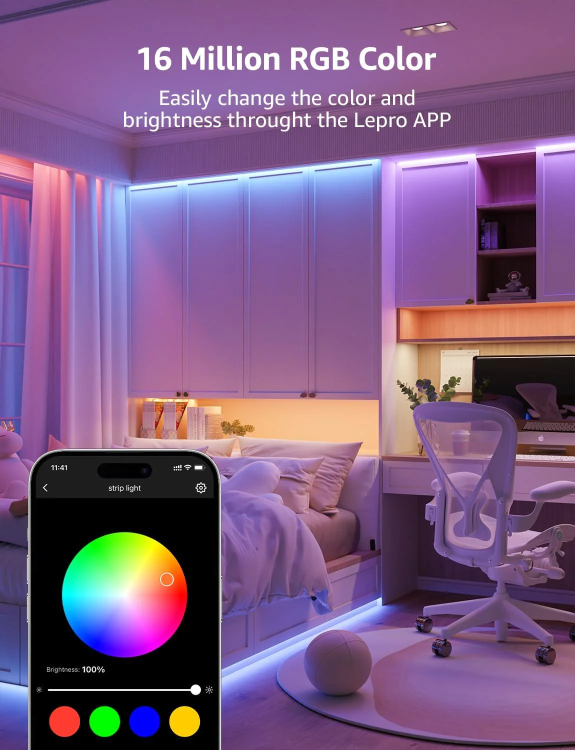 Lepro SE1 AI Smart RGB LED Strip Lights 5M, Voice & App Control, Works with Alexa & Google Home, Music Sync, AI Lighting Design Assistant, Colour Changing LED Lights for Bedroom, 2.4G WiFi, No Remote - Image 7