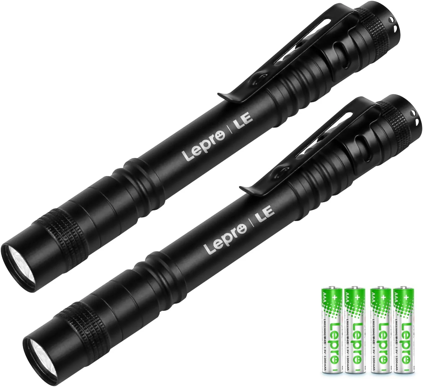 Lepro Small Torch Battery Powered, 2 Pack LED Penlight with Pocket Clip, 3 Modes Pen Torch, Water Resistant for Inspection, Work, Repair and Nurses (Batteries Included)