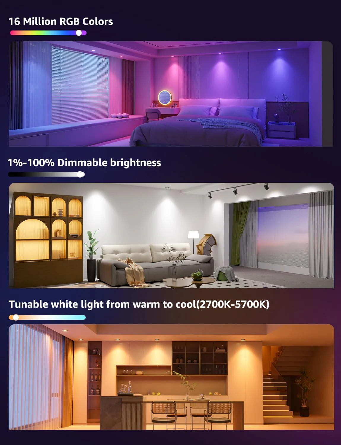 Lepro BG1 AI Smart Bulb GU10, Music Sync, Voice Control WiFi Bulbs, 400LM RGBCCT Dimmable Colour Changing LED Bulbs, Works with Alexa & Google Assistant, AI Lighting Design Assistant, 1 Pack - Image 5