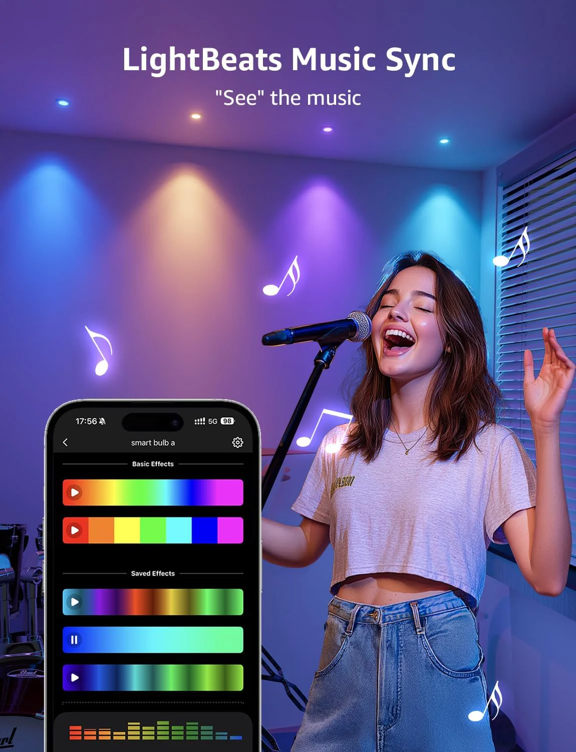 Lepro BG1 AI Smart Bulb GU10, Music Sync, Voice Control WiFi Bulbs, 400LM RGBCCT Dimmable Colour Changing LED Bulbs, Works with Alexa & Google Assistant, AI Lighting Design Assistant, 1 Pack - Image 7