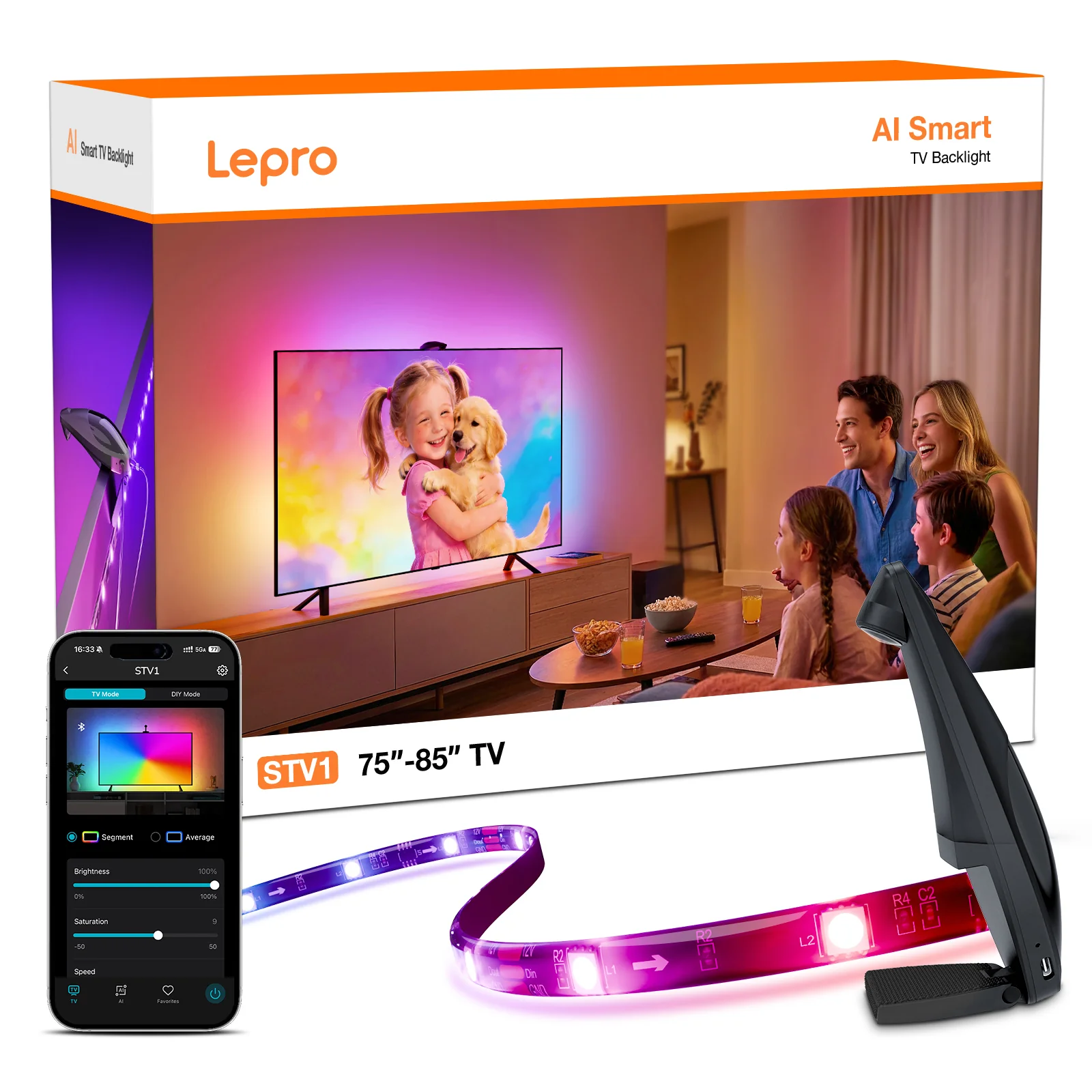 Lepro STV1 AI Smart TV Backlight, WiFi TV LED Backlight Strip with Fish-Eye Correction Function for TVs, Voice and APP Control TV Light,Led Light TV with Camera - Image 12