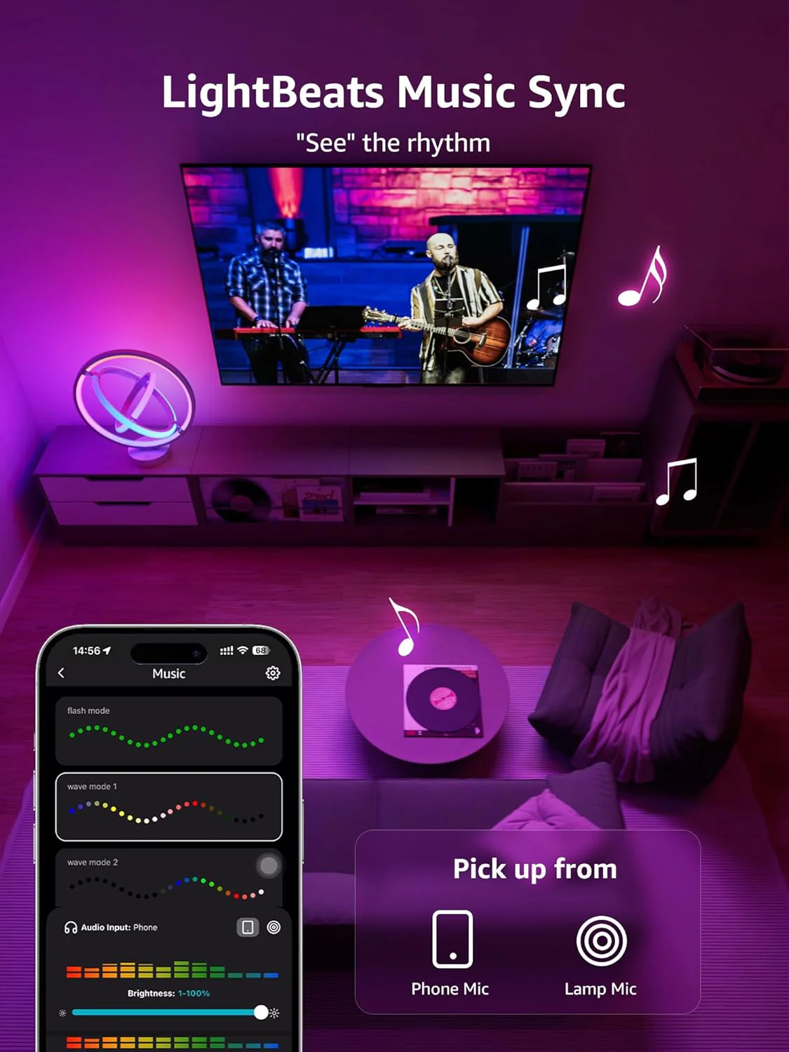 Lepro TB1 AI Table Lamp, Smart LED Lamp with Music Sync, AI Lighting Design Assistant, Colour Changing Smart Table Lamp, Voice Cotrol, Works with Alexa & Google Assistant, Bluetooth & 2.4GHz WiFi - Image 3
