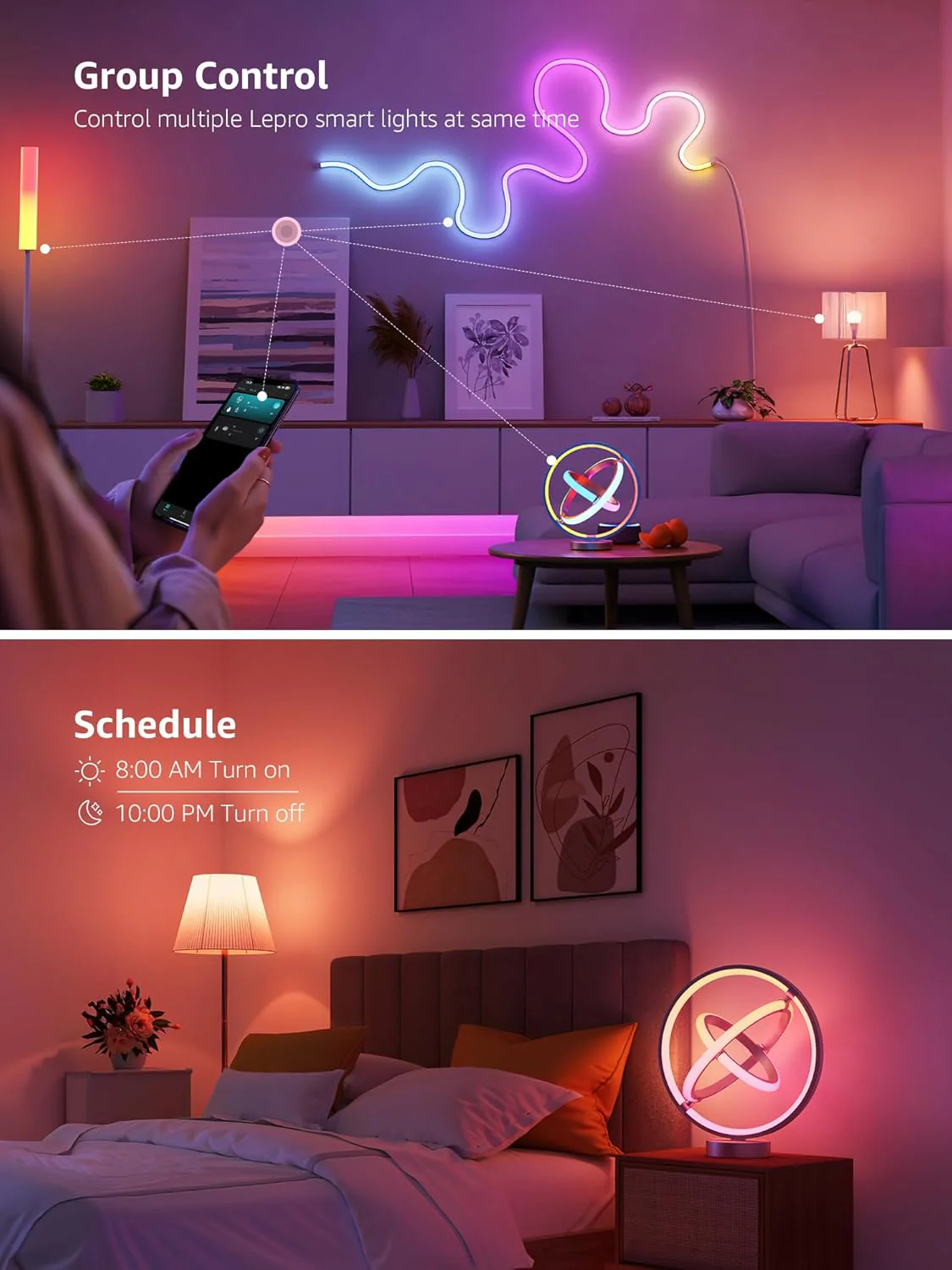 Lepro TB1 AI Table Lamp, Smart LED Lamp with Music Sync, AI Lighting Design Assistant, Colour Changing Smart Table Lamp, Voice Cotrol, Works with Alexa & Google Assistant, Bluetooth & 2.4GHz WiFi - Image 7
