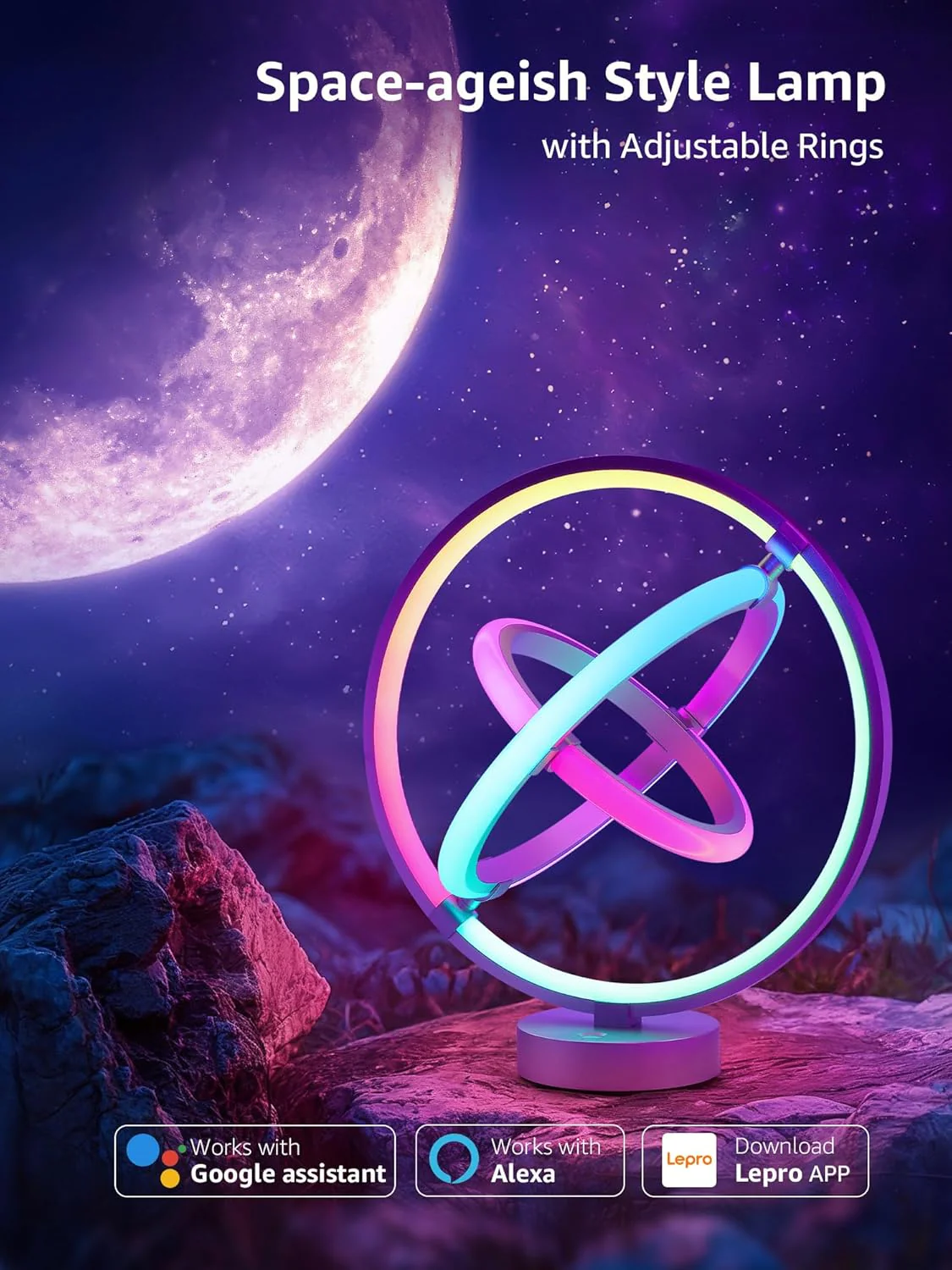 Lepro TB1 AI Table Lamp, Smart LED Lamp with Music Sync, AI Lighting Design Assistant, Colour Changing Smart Table Lamp, Voice Cotrol, Works with Alexa & Google Assistant, Bluetooth & 2.4GHz WiFi - Image 8