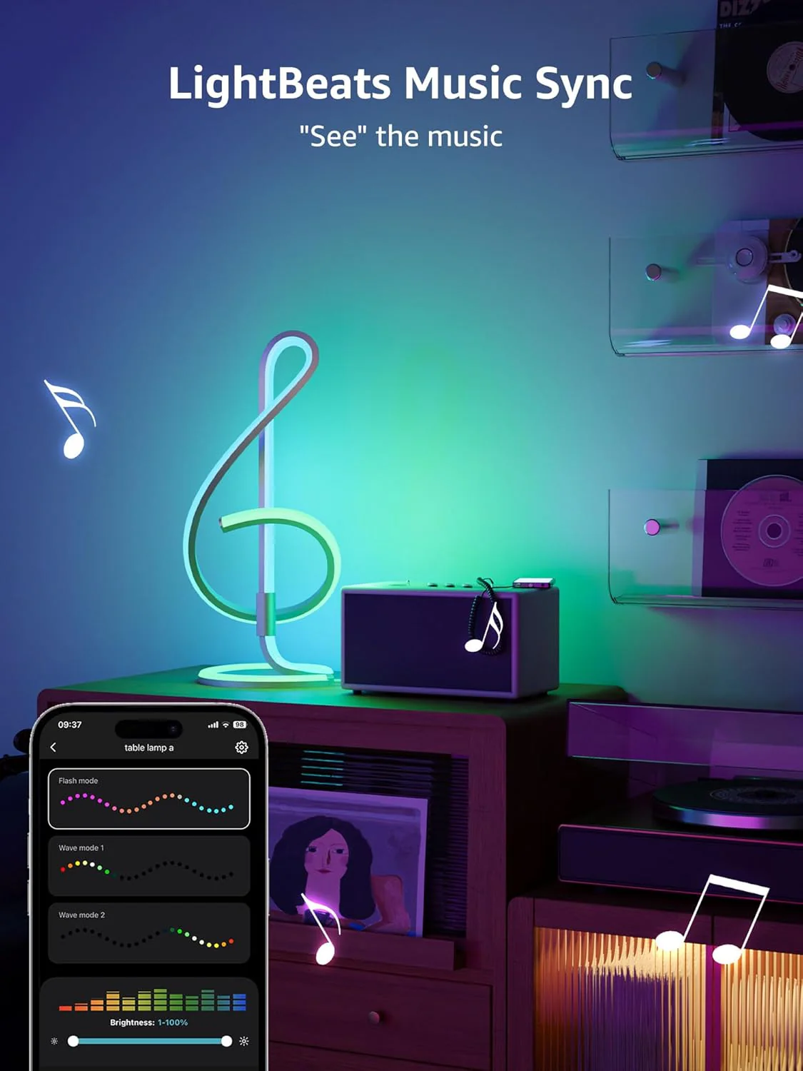 Lepro TB2 AI Table Lamp, Smart LED Lamp with Music Sync, AI Lighting Design Assistant, Colour Changing Smart Table Lamp, Voice Cotrol, Works with Alexa & Google Assistant, Bluetooth & 2.4GHz WiFi - Image 4