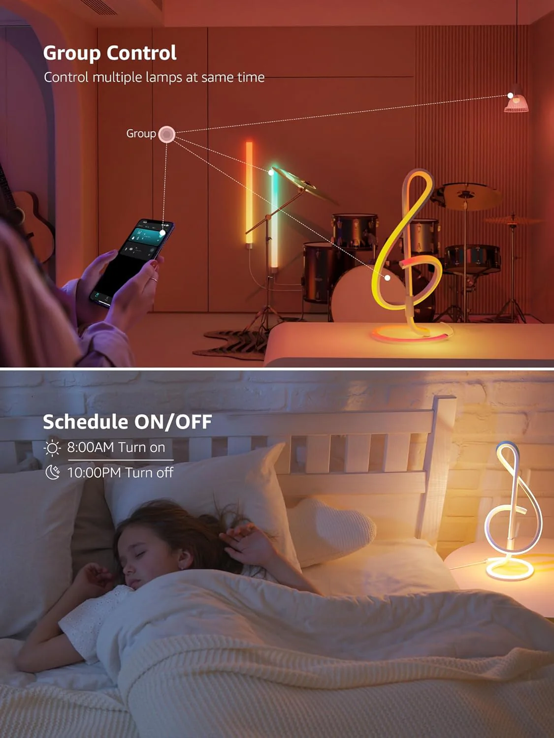 Lepro TB2 AI Table Lamp, Smart LED Lamp with Music Sync, AI Lighting Design Assistant, Colour Changing Smart Table Lamp, Voice Cotrol, Works with Alexa & Google Assistant, Bluetooth & 2.4GHz WiFi - Image 7