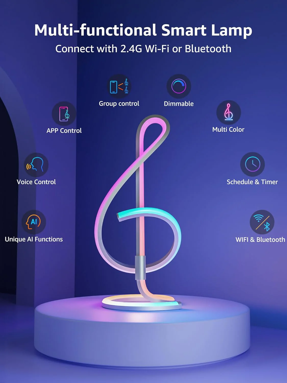 Lepro TB2 AI Table Lamp, Smart LED Lamp with Music Sync, AI Lighting Design Assistant, Colour Changing Smart Table Lamp, Voice Cotrol, Works with Alexa & Google Assistant, Bluetooth & 2.4GHz WiFi - Image 8