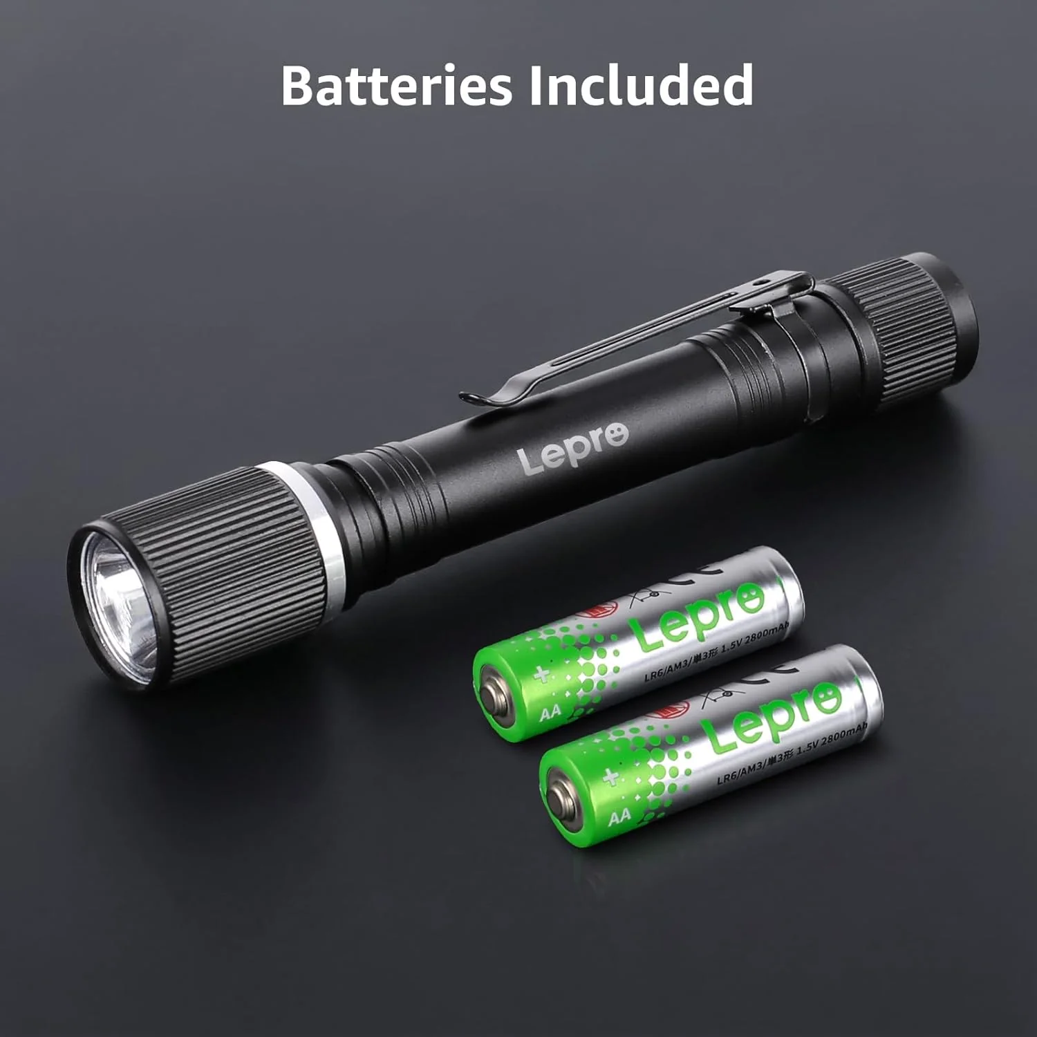 Lepro Torch Battery Powered, Small Bright LED Flashlight with Clip, 3 Modes, IPX4 Waterproof, Anti-Slip Aluminum Body for Camping, Emergency, Dog Walking and Power Cut, Batteries Included [Energy Class A+] - Image 6