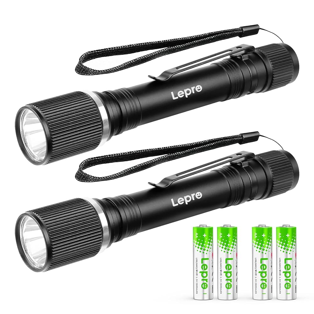 Lepro Torch Battery Powered, Small Bright LED Flashlight with Clip, 3 Modes, IPX4 Waterproof, Anti-Slip Aluminum Body for Camping, Emergency, Dog Walking and Power Cut, Batteries Included [Energy Class A+] - Image 8