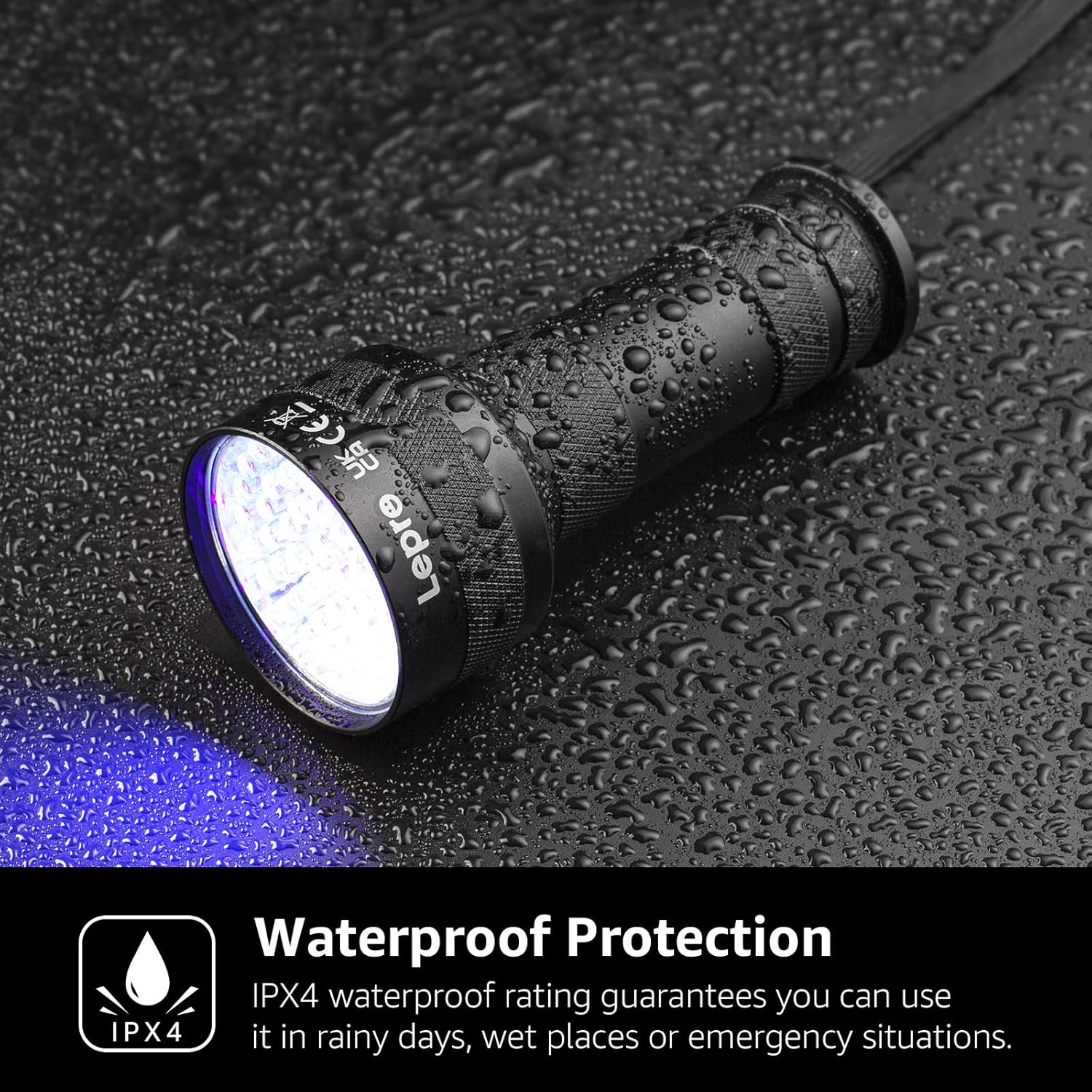 Lepro 51 LED UV Light Torch, 395nm Ultraviolet Flashlight, Blacklight Detector for Pet Urine, Stain, Bed Bugs, Banknote and More - Image 6