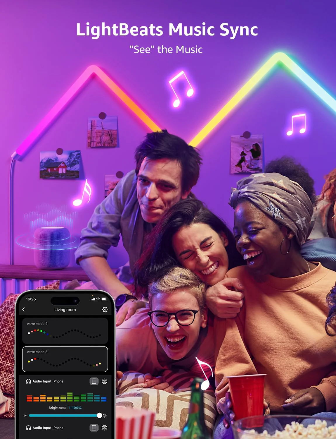 Lepro WL1 AI Smart Wall Light, Music Sync RGB Light Bar, Voice Control, AI Lighting Design Assistant, Mood Light for Home Decor, Gaming Light, Work with Alexa, Google Assistant,6 Pcs with 4 Corners - Image 5