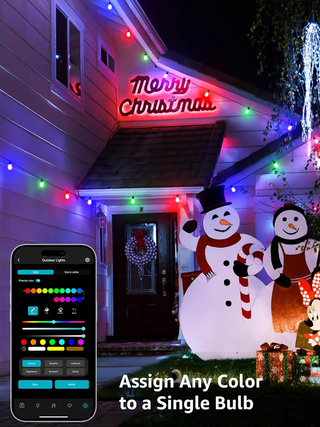 Lepro ZB1 AI Outdoor String Lights 30m, Smart Outdoor Lights Waterproof IP65, Dimmable Warm White Garden String Lights, AI Lighting Design Assistant, Works with Alexa, Bluetooth & 2.4G WiFi, No Remote - Image 3