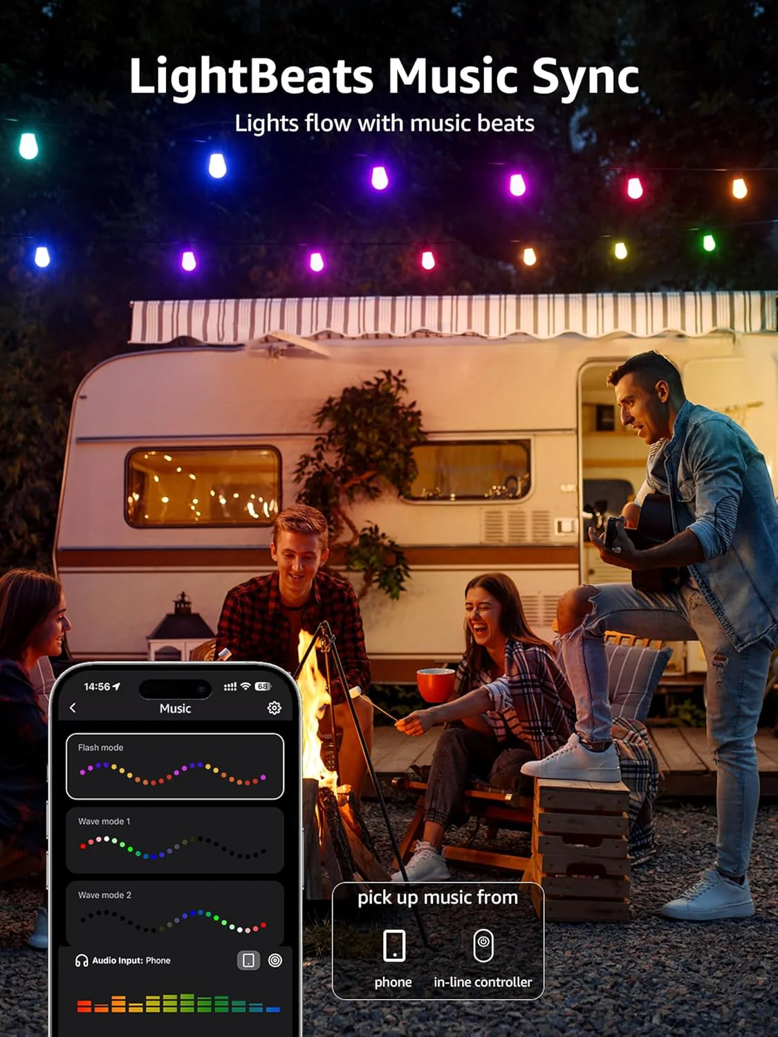 Lepro ZB1 AI Outdoor String Lights 30m, Smart Outdoor Lights Waterproof IP65, Dimmable Warm White Garden String Lights, AI Lighting Design Assistant, Works with Alexa, Bluetooth & 2.4G WiFi, No Remote - Image 6