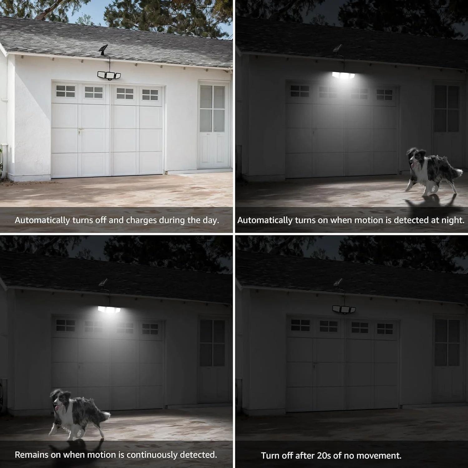 Lepro Solar Security Lights Outdoor Motion Sensor, 1200LM Solar Flood Lights with Separate Solar Panel, IP65 Waterproof, Adjustable 3Heads, Solar Pir Wall Lights for Yard Garage Pathway - Image 7