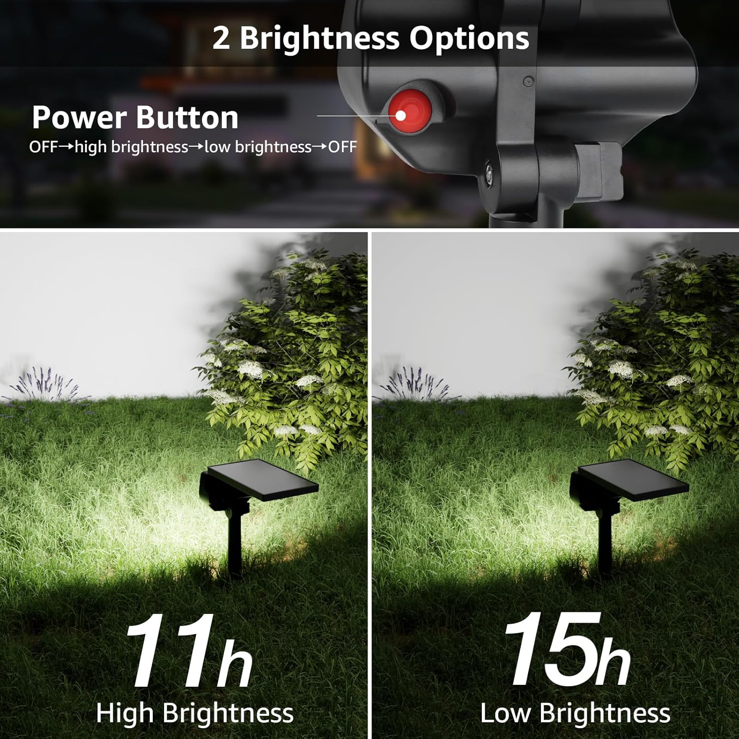 Lepro Solar Spot Lights Outdoor Garden, 43 LED Solar Garden Lights with IP65 Waterproof, 2 Lighting Modes, 135° Adjustable, Dusk-to-Dawn Cool White Solar Spotlights for Lawn Yard [2 Pack] - Image 4