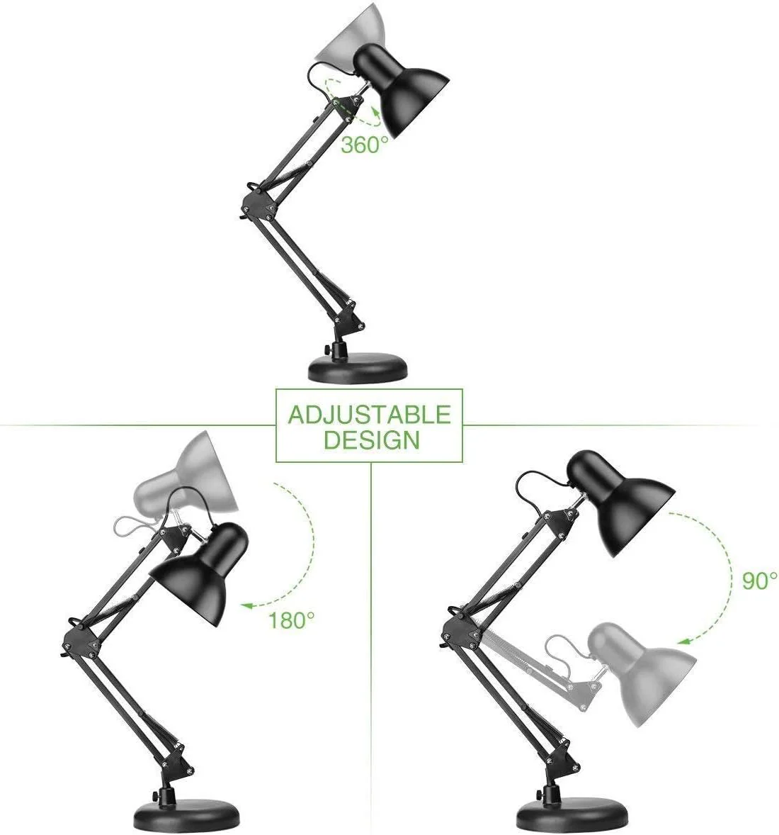 Lepro LED Desk Lamp, Clamp on Swing Arm Table Lamp, E27 Bulb Holder, Classical Swing Arm Architect Lamp, Flexible Desk Light for Office, Reading, Bedside, Crafts, Painting, Back to School and More… - Image 4