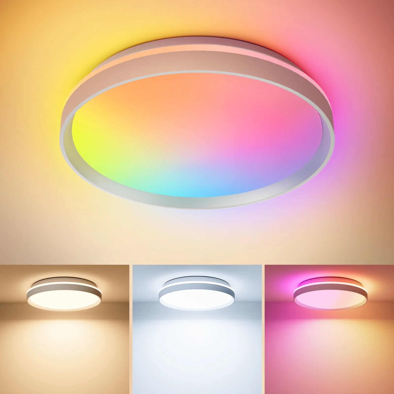 Lepro T1 AI Smart Ceiling Light 24W, Music Sync, AI Generated Lighting LLM, Voice Control, IP44 Waterproof Bathroom Light, Color Changing Ceiling Light WiFi, Work with Alexa Google Assistant, Ø29.4CM - Image 10