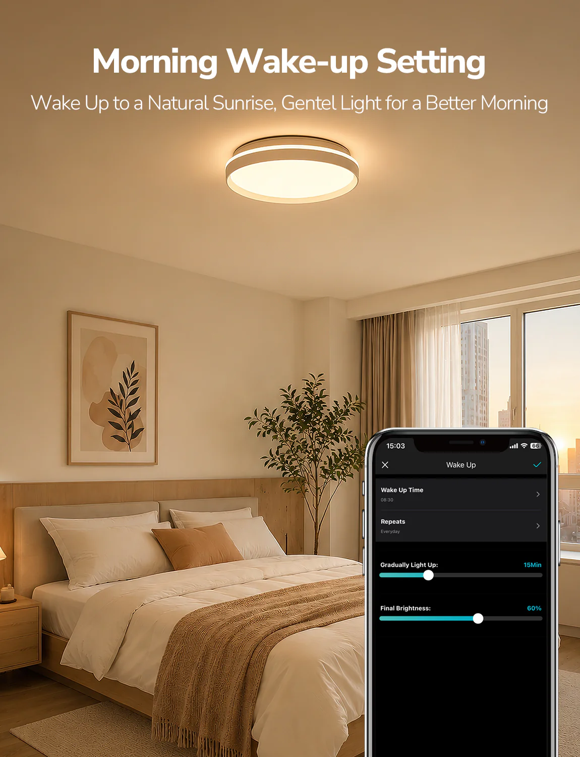 Lepro T1 AI Smart Ceiling Light 24W, Music Sync, AI Generated Lighting LLM, Voice Control, IP44 Waterproof Bathroom Light, Color Changing Ceiling Light WiFi, Work with Alexa Google Assistant, Ø29.4CM - Image 5