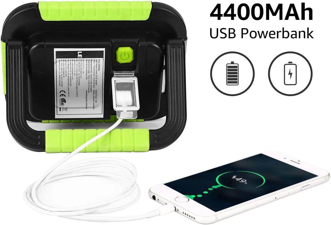 LE Camping Light Rechargeable, 1000 Lumen Portable Work Light Rechargeable, Bright Outdoor Camping Lantern with 4400mAh Power Bank, 3 Modes LED Floodlight for Emergency, Power Cuts, Tents and More - Image 3